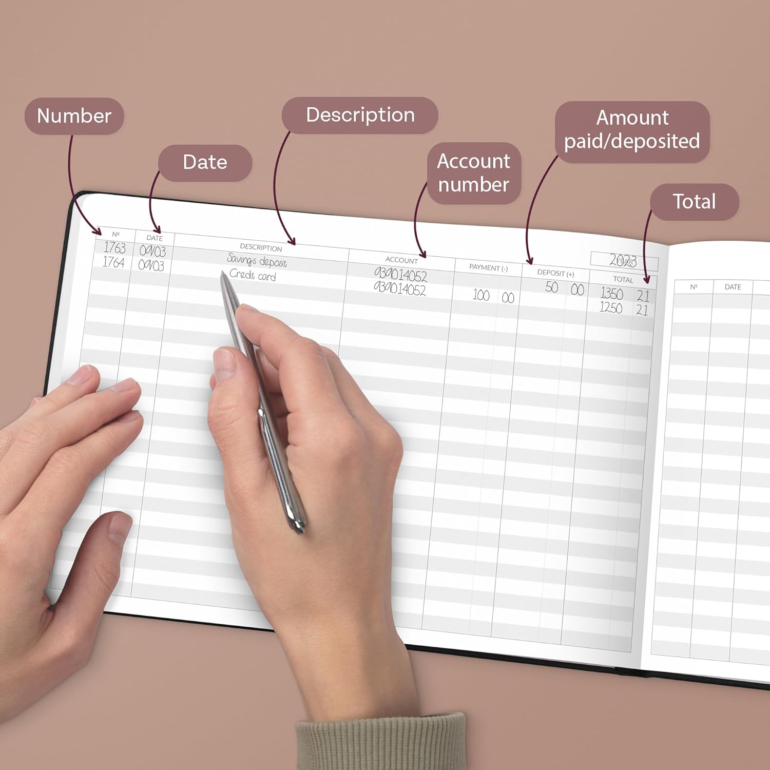 Skyline Accounting Ledger Book – Columnar Log Journal for Personal & Small Business Bookkeeping – Money Expense Log, Hardcover 10x7” (Black)