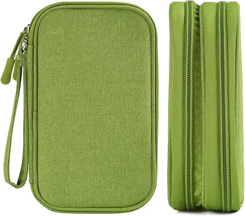 Miniatura 7 de Organizador electrónico Bolsa de accesorios para cables de viaje, funda para cable, cable, cargador, teléfono, banco de energía, auriculares (verde