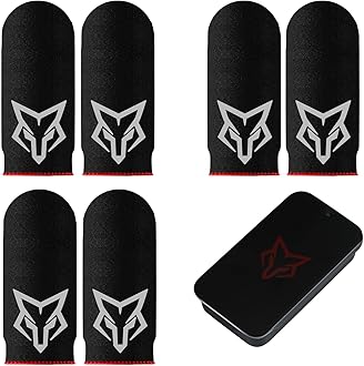 Mobile Phone Game Finger Sleeves [6pcs], Anti-Sweat Breathable,Gaming Sleeve,Thumbs Finger Gloves Cover Sleeve for League of Legend, PUBG, Rules of Survival, Knives Out (Black [Carbon Fibre])