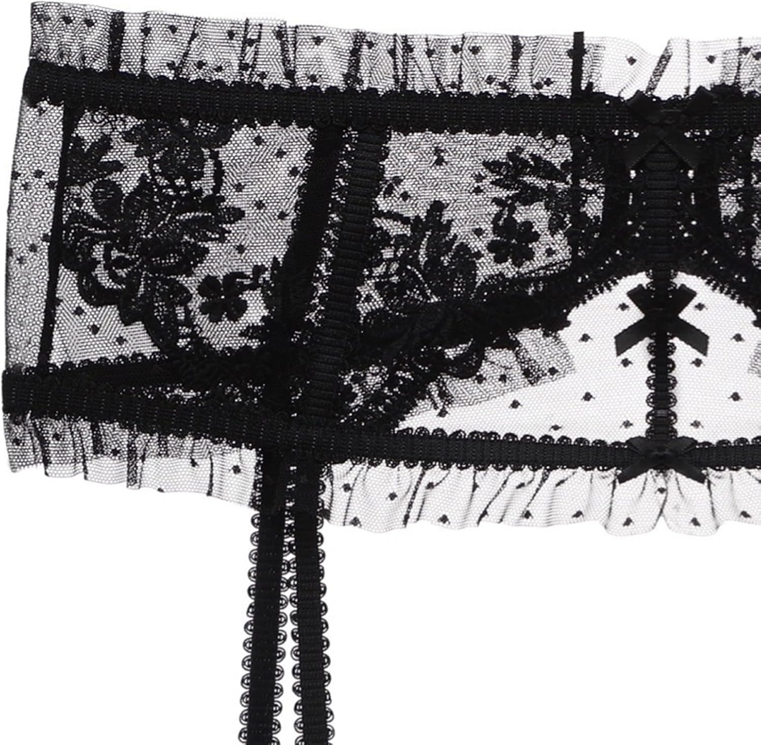 Sexy Lace Garter Belt for Women Sheer Bridal Garter Belt with 4 Straps, Adjustable Waist Cincher, Stockings Holder