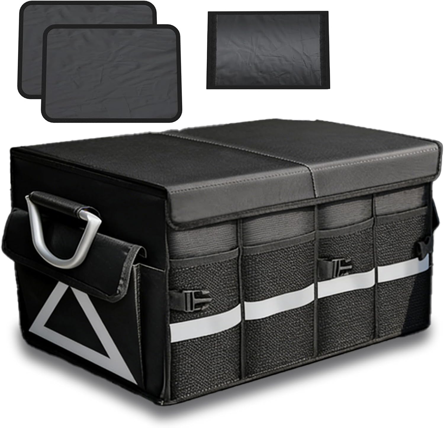 Car Trunk Organizer, Cargo Organizer SUV Trunk Storage Non Slip Bottom Waterproof Collapsible Durable Multi Compartments-(Standard,Black)