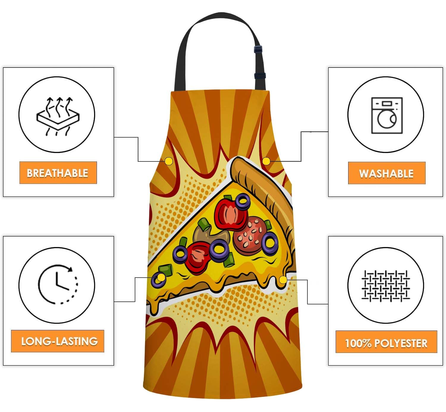 Smooffly Pizza Apron - Chefs Apron for Men & Women, Kitchen & BBQ Bibs, 27x31 Inch - Image 4