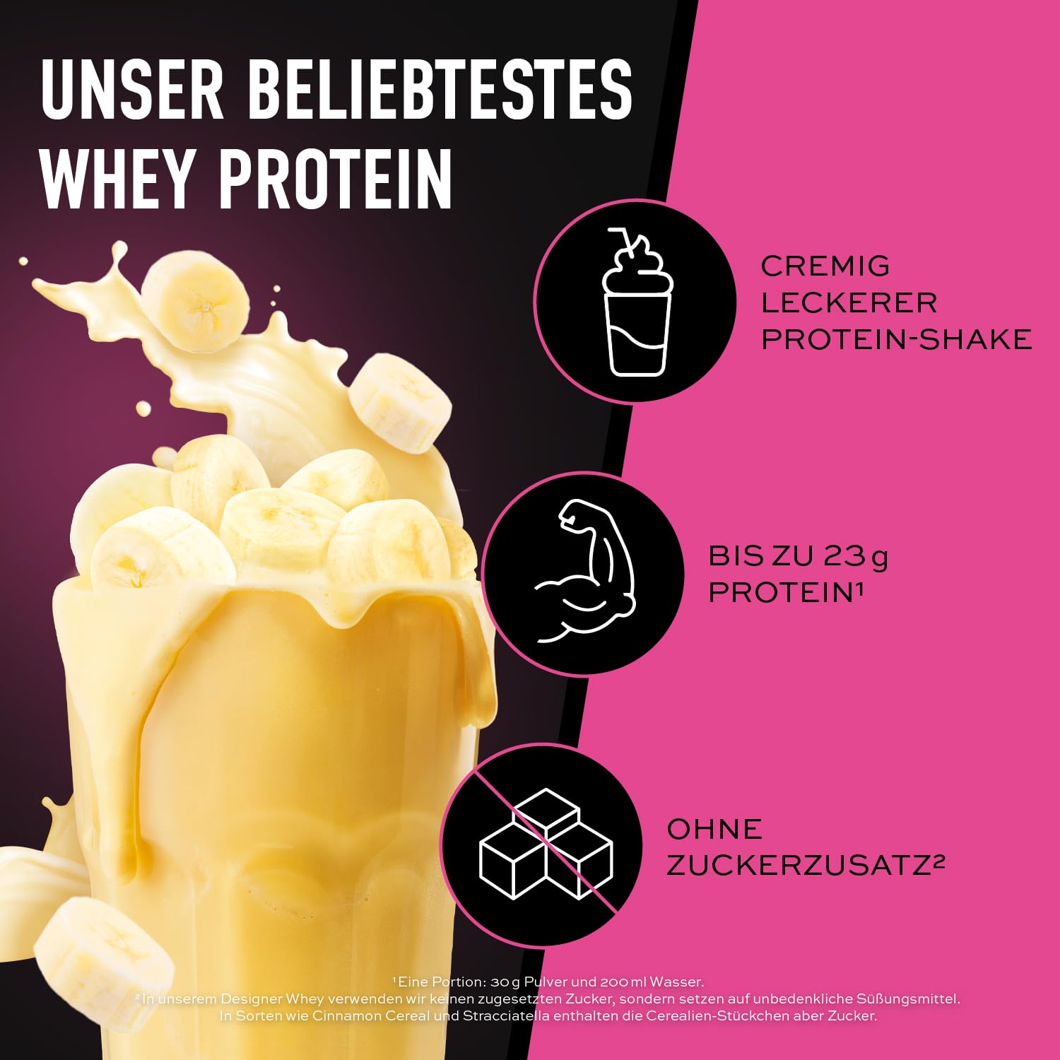 ESN Designer Whey Protein Pulver, Eiweißpulver, Bananenmilch, 2000g, 2.0kg, 66 Portionen