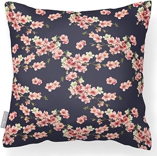 Izabela Peters Outdoor Cushions Waterproof, 43 cm, Filled Outdoor Cushion, Cherry Blossom - Graphite, Garden Furniture Cushions, Outdoor Seat Cushions, Garden Chair Cushions