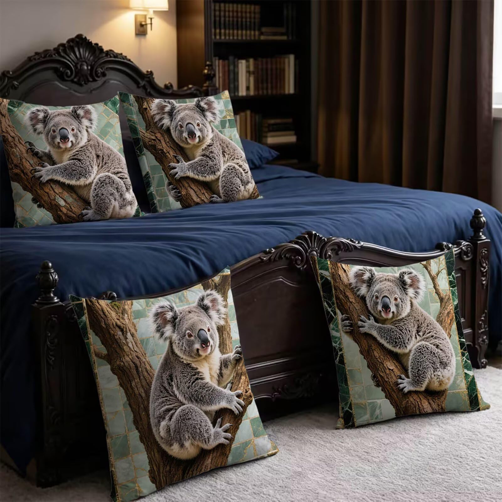Animal Outdoor Kissenbezug 60x60cm Wasserdicht Kopfkissenbezug THDZ-0342 | Sofa Bett Dekokissen Bezug Koala Doppelseitiger Druck Unsichtbarer Reißverschluss for Home Decoration Geschenke für Frauen