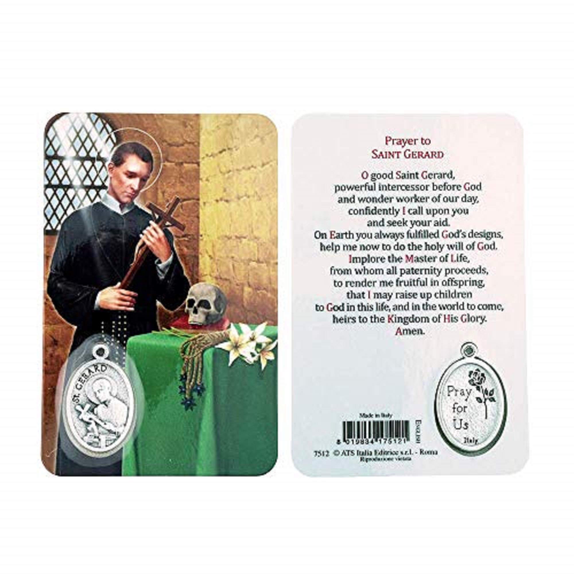 Village Gift Importers St. Gerard Holy Figure Prayer Card With Medal | Saint Prayer And Medal | 8 Figures (St. Gerard)