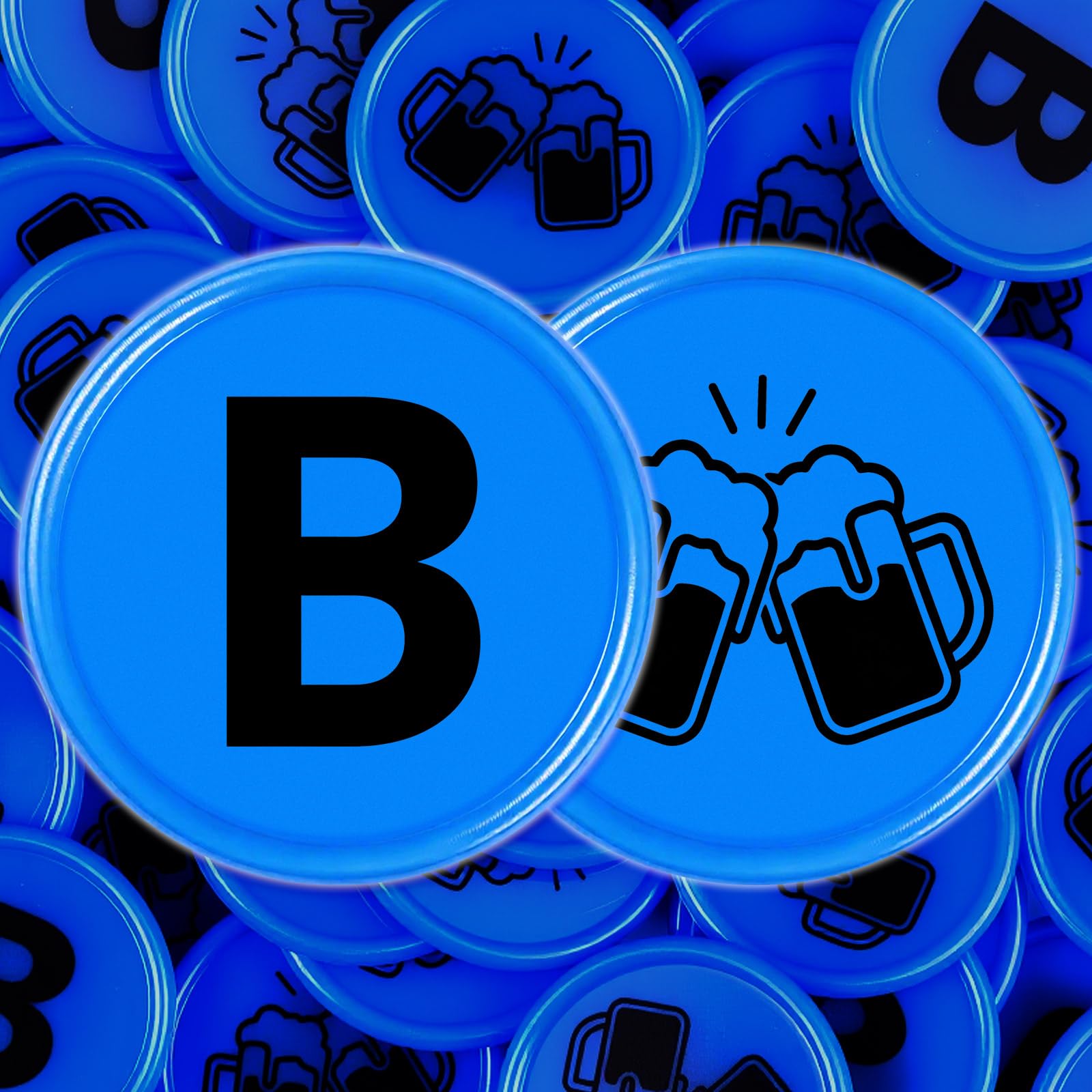 Nezyo 200 Pezzi Gettoni Birra Blu B Chip per Buoni Ø 24 mm in Plastica Riutilizzabile Ideali per Festival della Birra, Ristoranti, Mense, Feste, Eventi in Discoteca e Festival