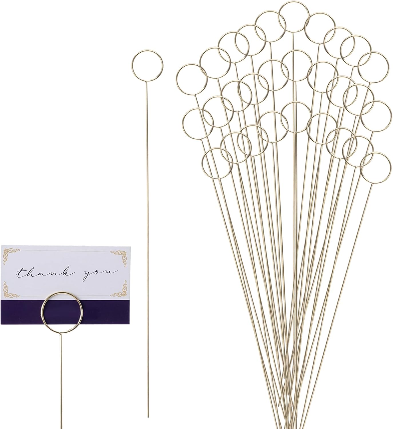 TIVTHINE 30 Pcs Gold Wire Card Holders, Floral Pick Clip Wedding Table