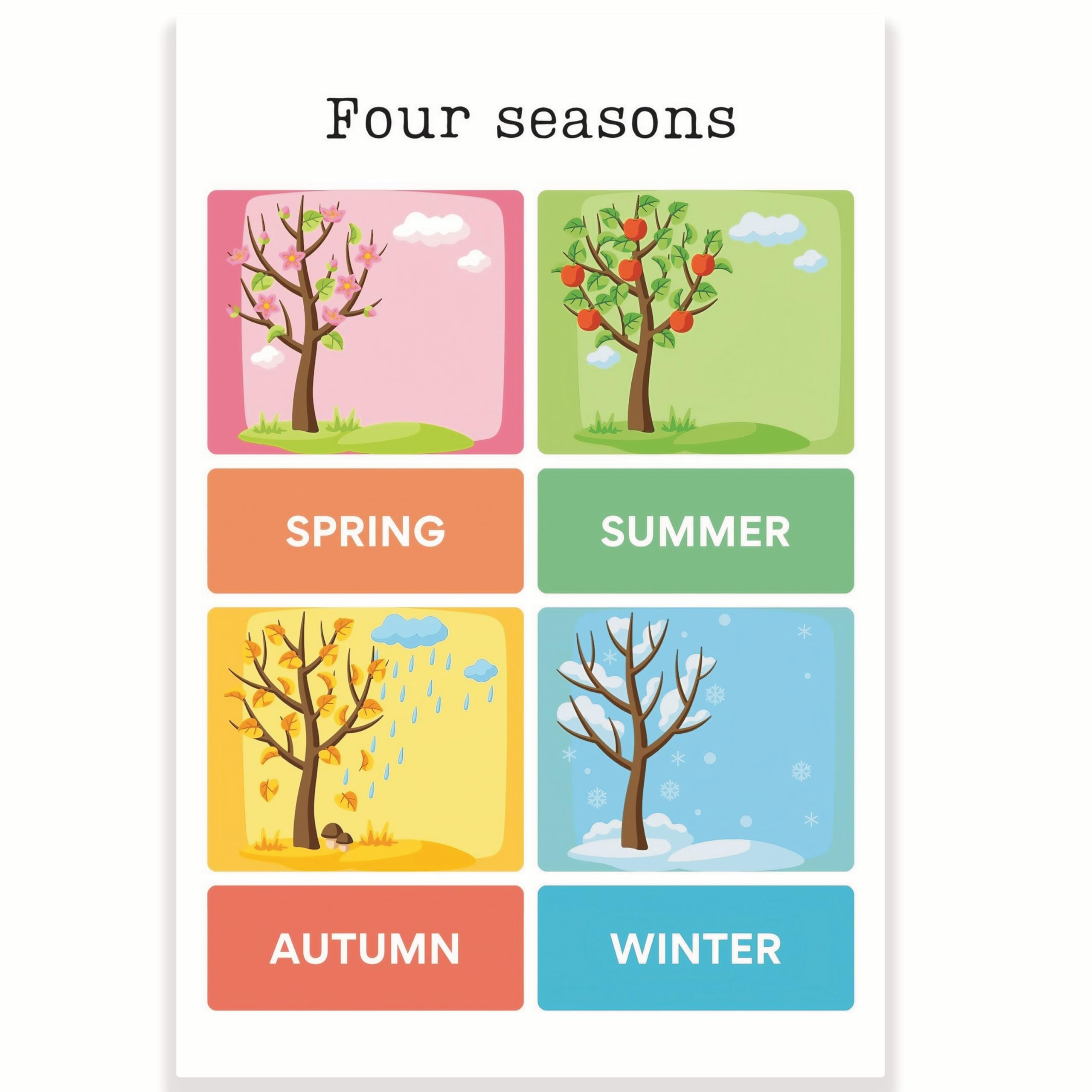 Four Seasons Classroom Poster - Learning Seasons - PreK Kindergarten - Elementary School - 12 x 18 Inch - Classroom Decor - Classroom Must Haves - Back To School Decor - CPS0231
