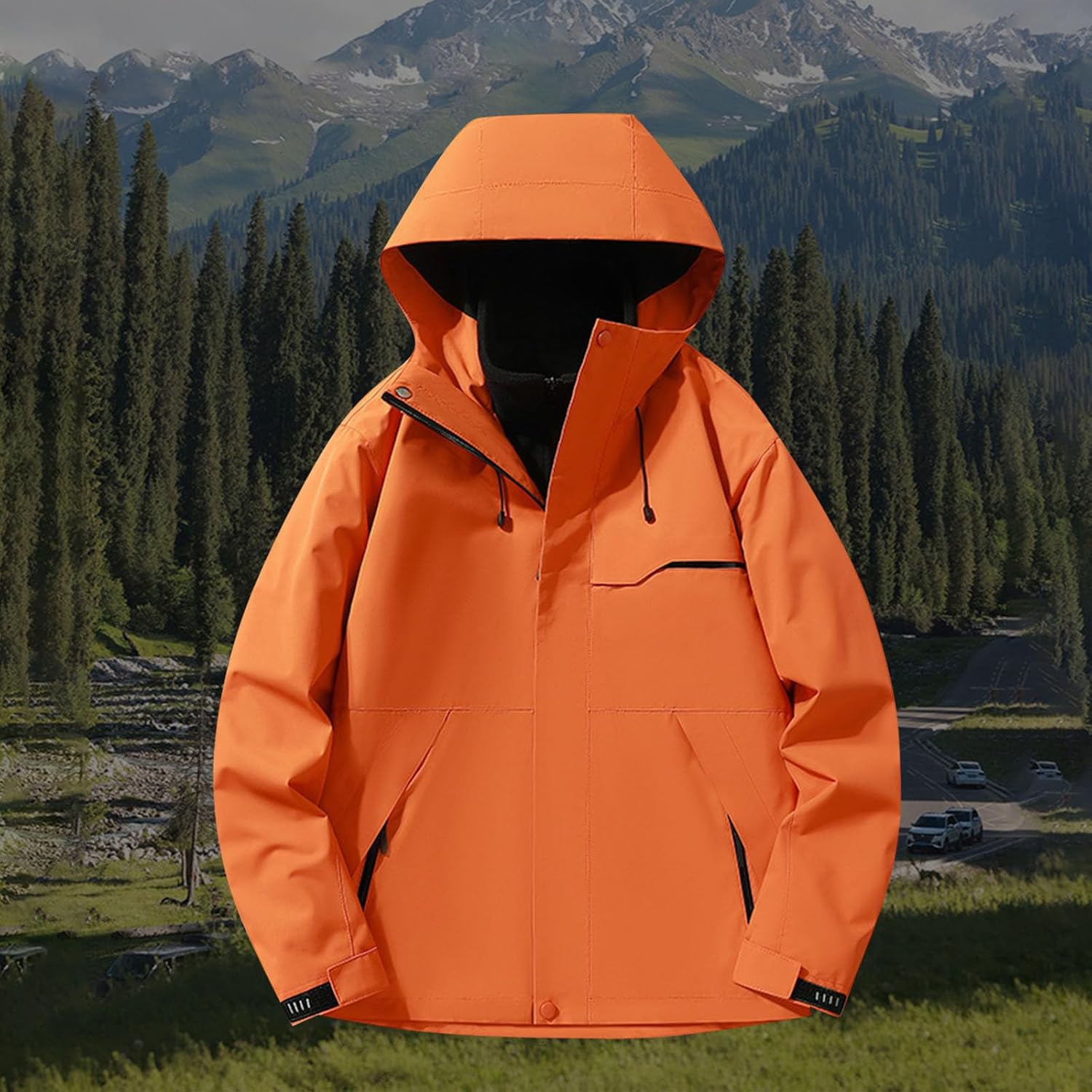 YRAETENM Rain Jacket Women Lightweight Waterproof Fleece Lined Hooded Softshell Rain Coats Warm Windbreaker with Pockets