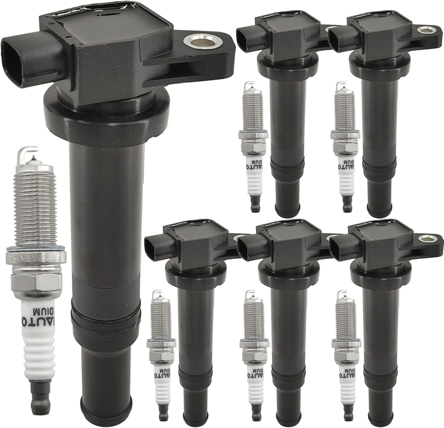UF558 Ignition Coil Pack 273013E400 and Iridium Spark Plugs Set of 6 Fit for Kia Magentis Optima 2007-2010 Rondo 2007-2011,Hyundai Santa Fe 2007-2009 2.7L V6