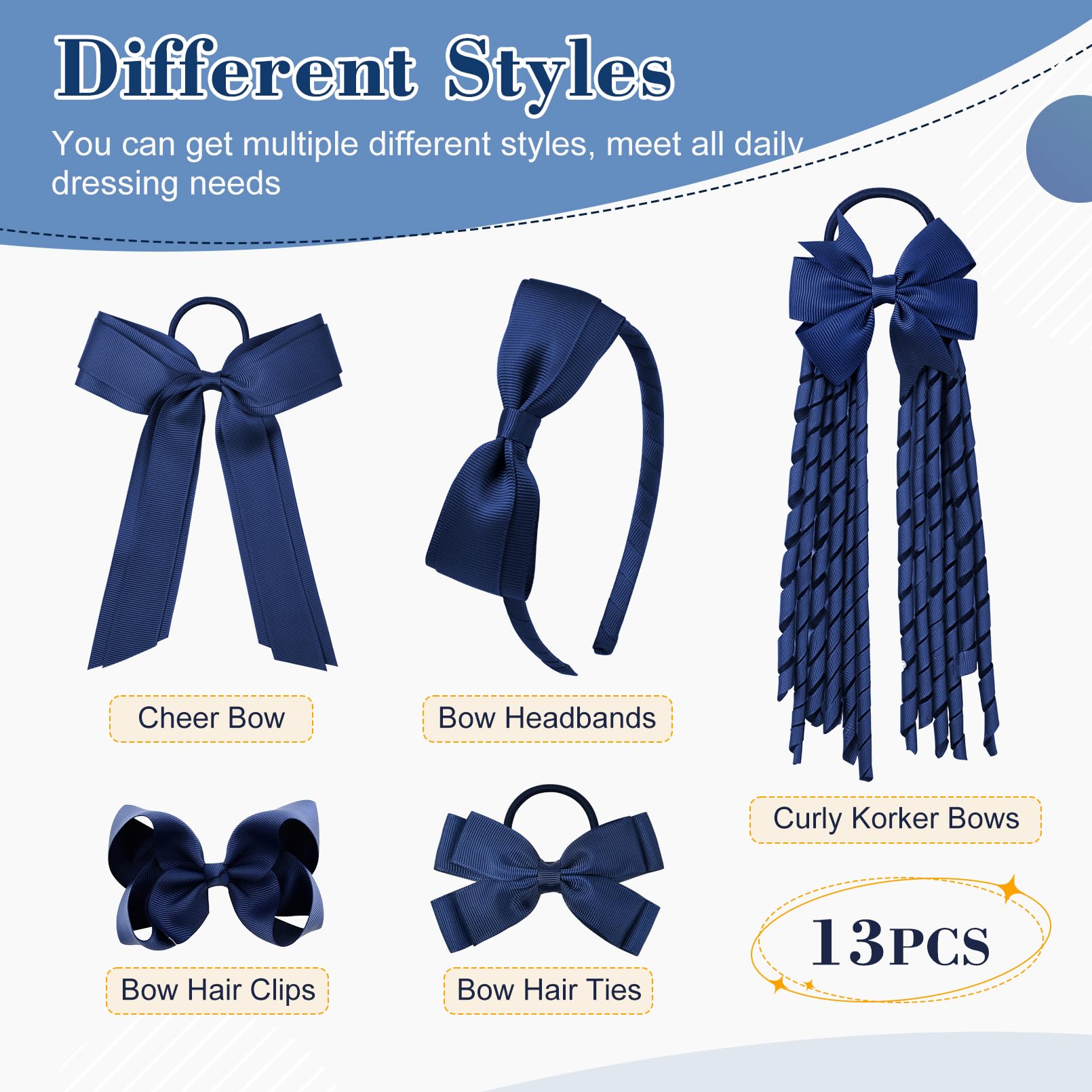 Amazon.com : DEEKA Navy Blue School Hair Accessories Set 13  display picture 3
