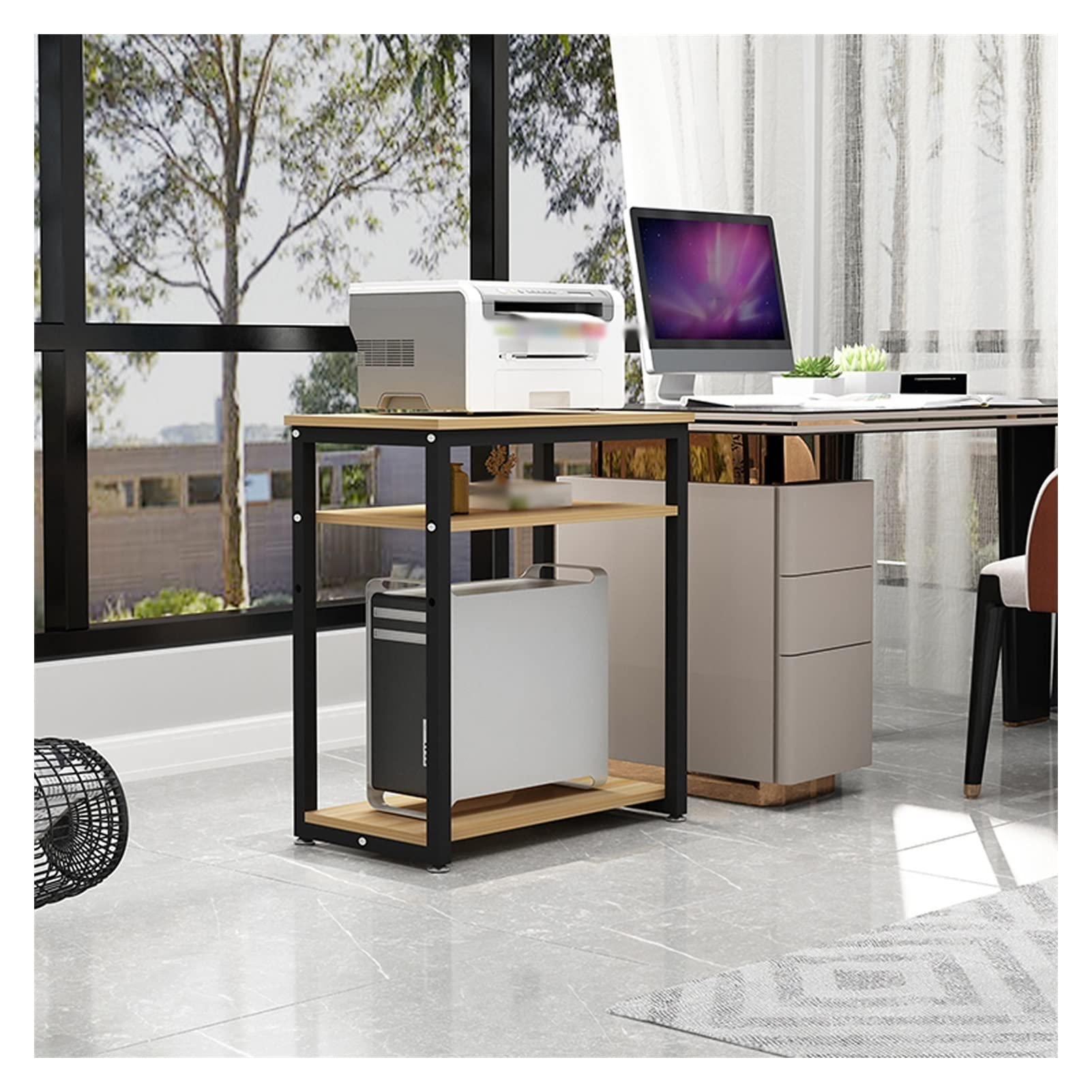 Porta Stampante Stampante Desktop Stampante a 3 Strati Contabilità Multifunzione Standshelf STOCKSHOP Stand Desktop for Shelf Office Storage & Organizzazione Accessori Scrivania(D)