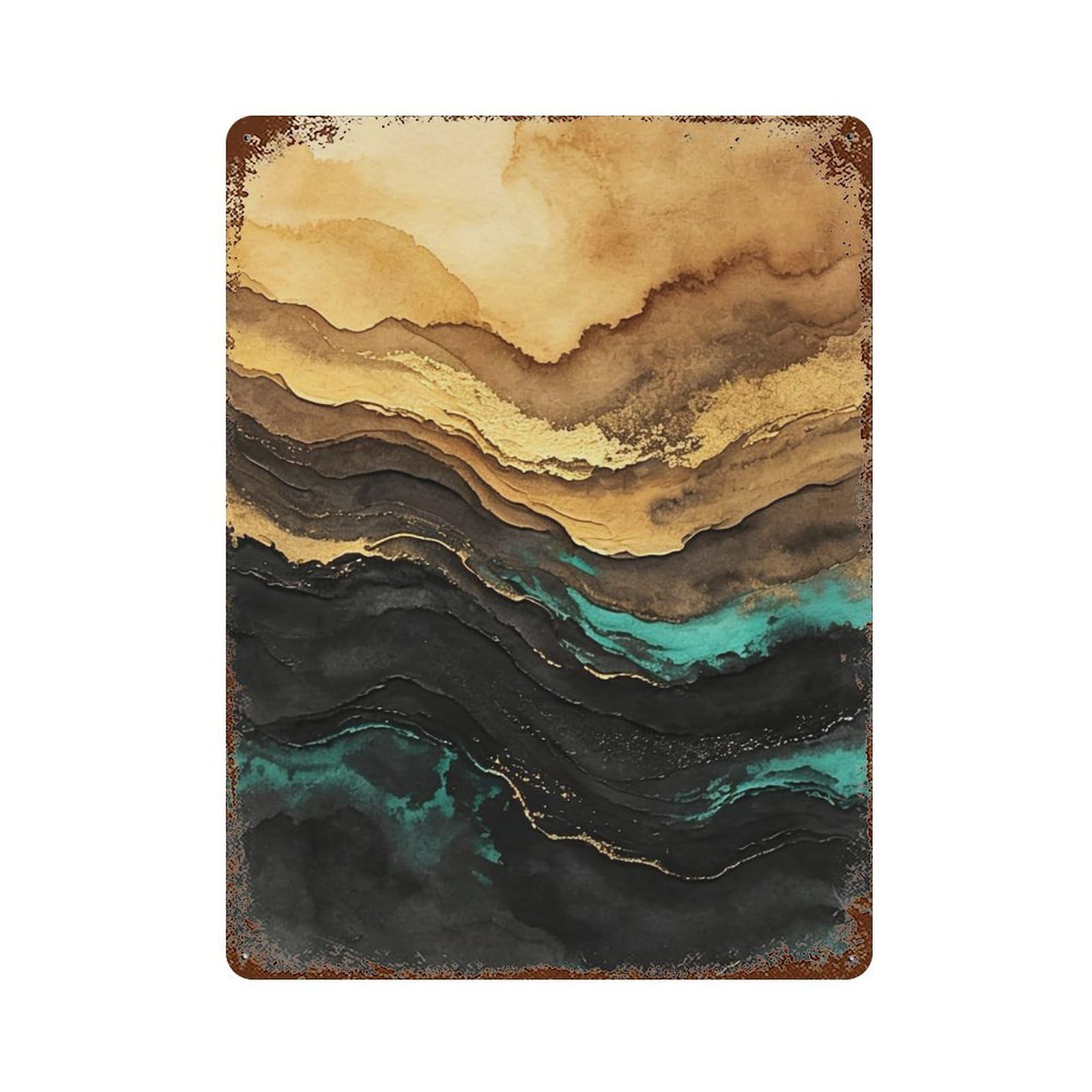 Wihyrtui Style Stratified Terrestrial Hue Lines (3) Wall Retro Iron Metal Tin Sign Vintage Art Poster Modern Home Cofffee Club Art Bar Shop Decor 40X30cm