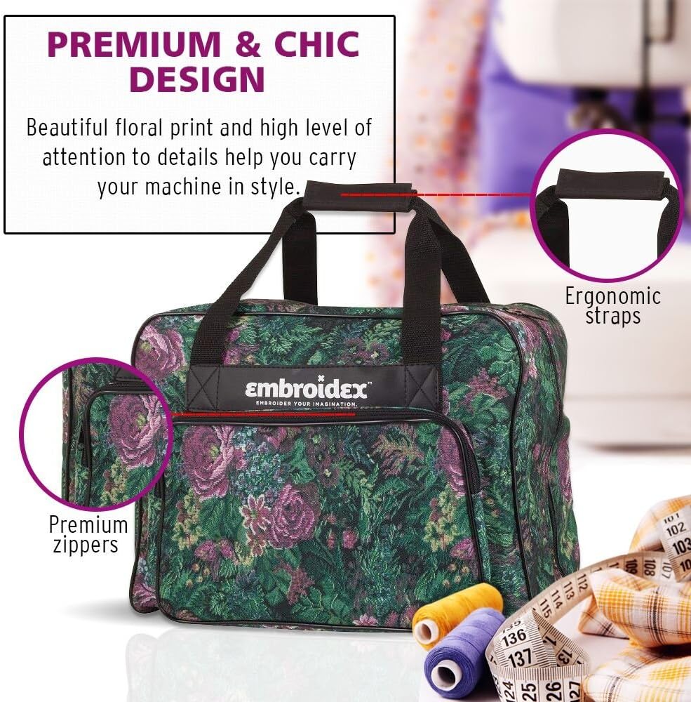 Floral Sewing Machine Carrying Case - Carry Tote/Bag Universal