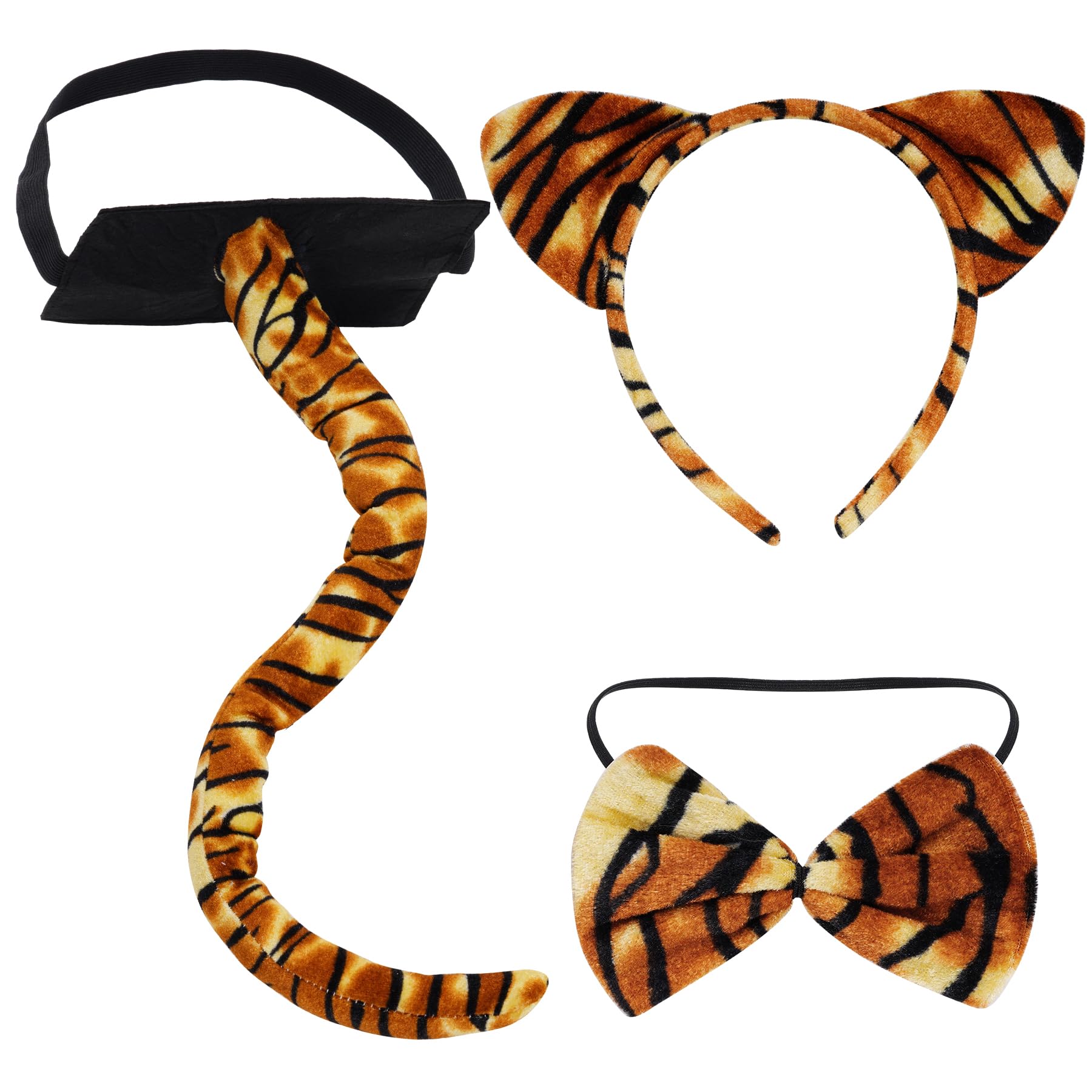 obmwang 3-Piece Tiger Costume Set - Ears, Bow Tie & Tail for Halloween Dress Up