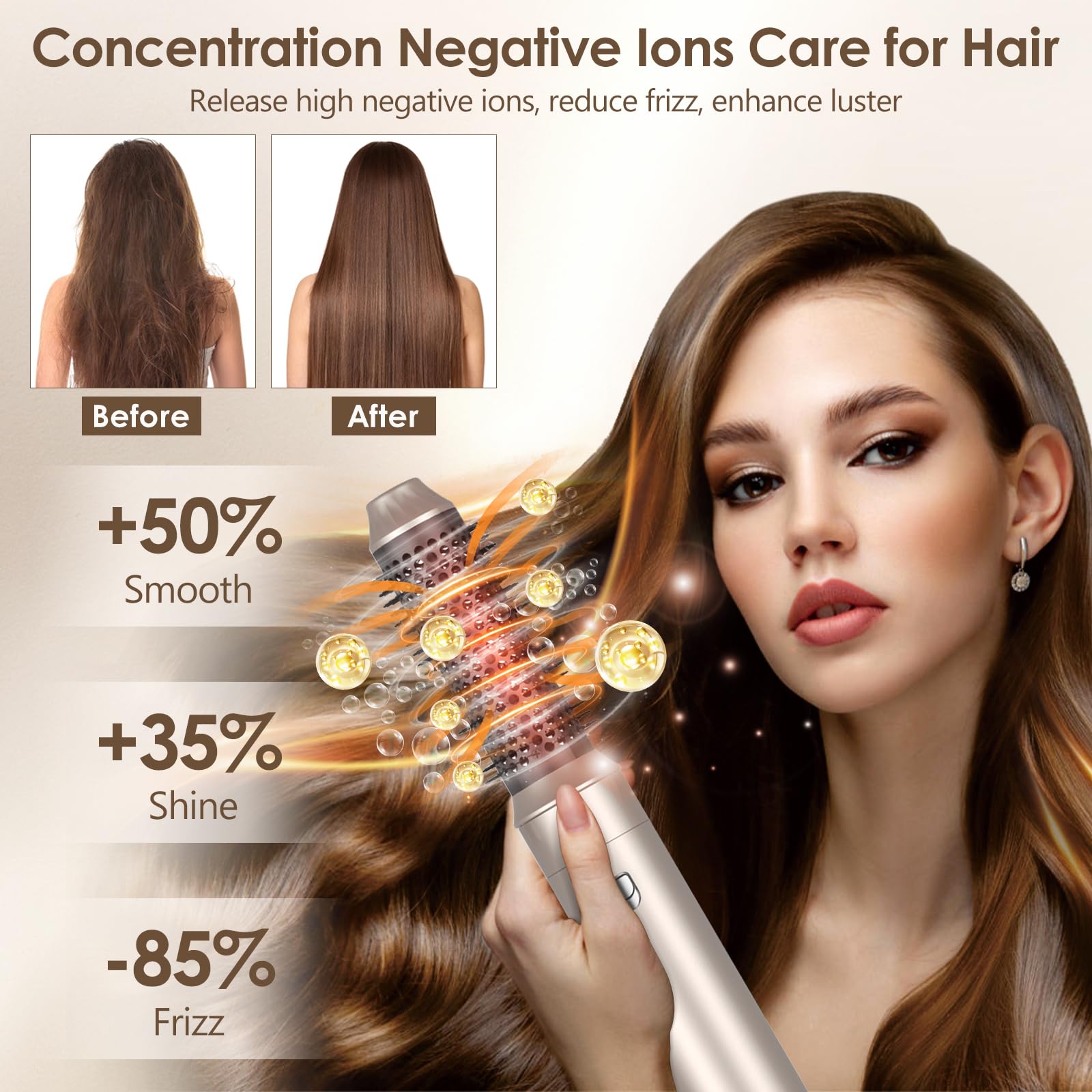 Spazzola ad Aria Calda 5 in 1, 1000W Spazzola Asciugacapelli, Multiplo Hair Air Styler Set con 3 Temperature, Spazzola Modellante Ad Aria Per Capelli Ricci,Volumizzante,Lisciante,Asciugare