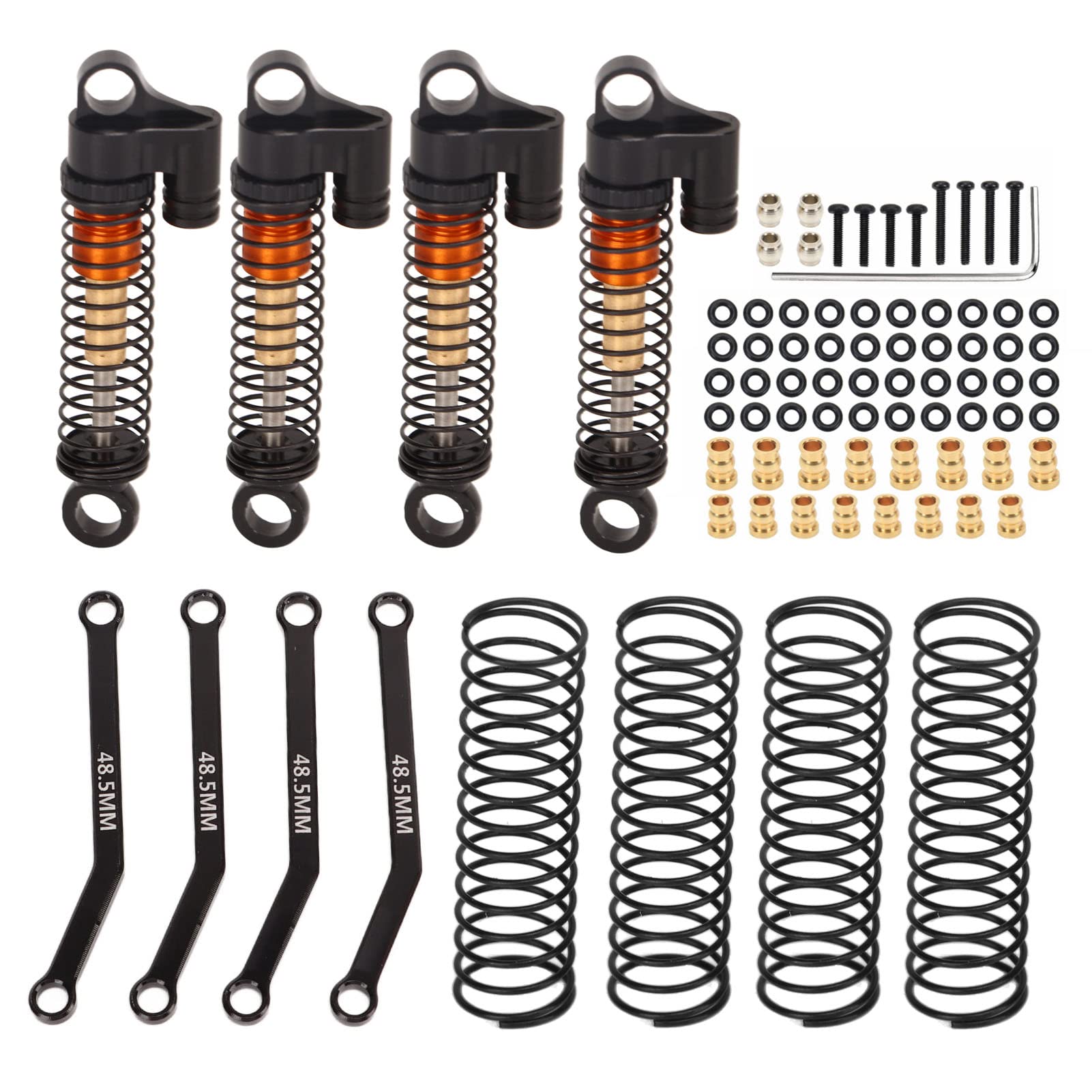 Zestaw prętów mocujących 1/24, stal ze stopu aluminium, wysoka precyzja, zestaw prętów mocujących 1/18 do FMS FCX24 (czarny)