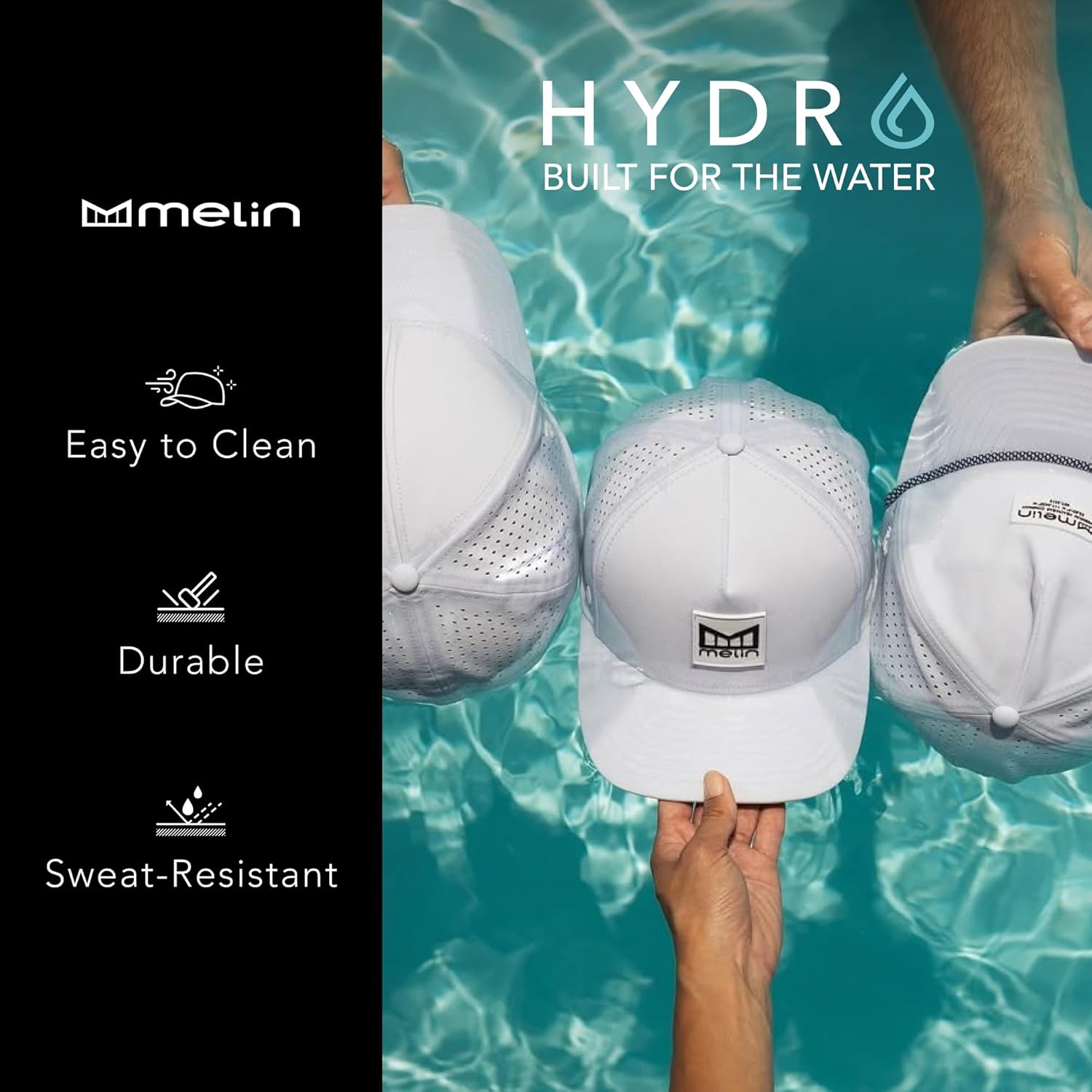 melin Trenches Icon Hydro, Performance Snapback Hat, Water-Resistant Flat Bill Caps for Men & Women, Golf, Running or Workout - Image 5