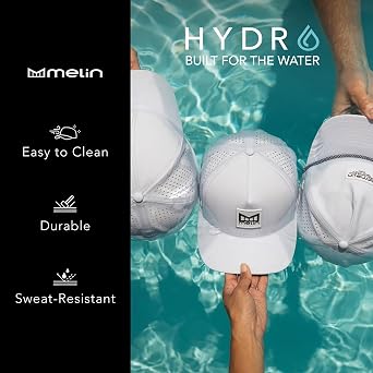melin Trenches Icon Hydro, Performance Snapback Hat, Water-Resistant Flat Bill Caps for Men & Women, Golf, Running or Workout