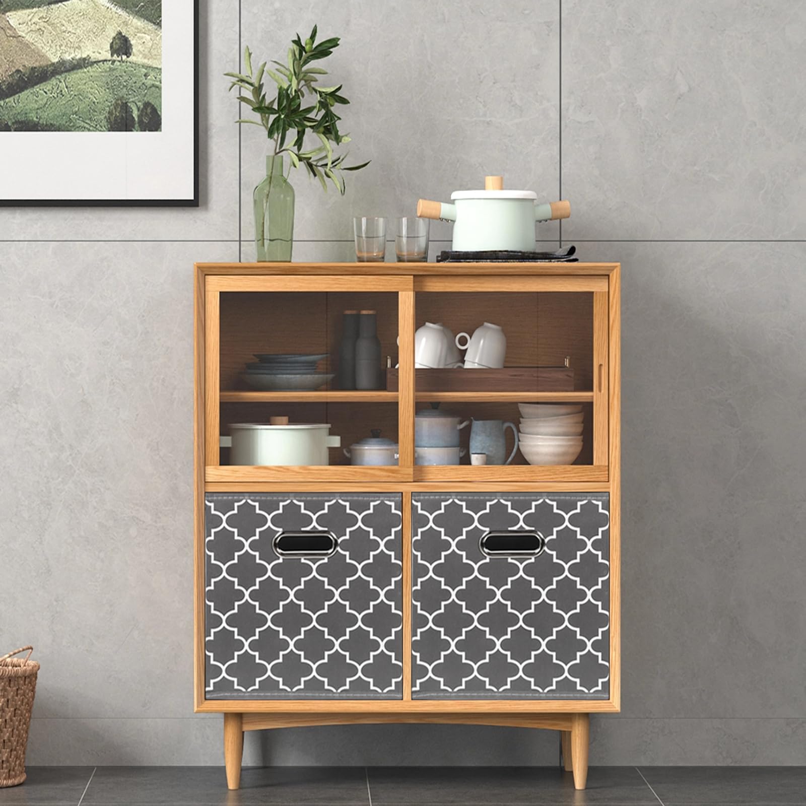Stoff-Aufbewahrungskörbe, Stoffwürfel-Organizer mit zwei Griffen, faltbare Würfel-Aufbewahrungskörbe für Zuhause, Schlafzimmer, 3er-Set, (graues Licht)