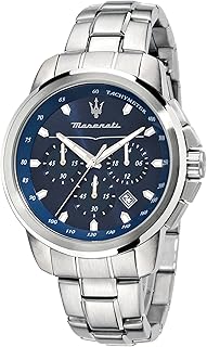 ساعة كرونوغراف أنالوج دائرية الشكل بسوار من الفولاذ المقاوم للصدأ للرجال من مازيراتي، R8873621002 - فضي