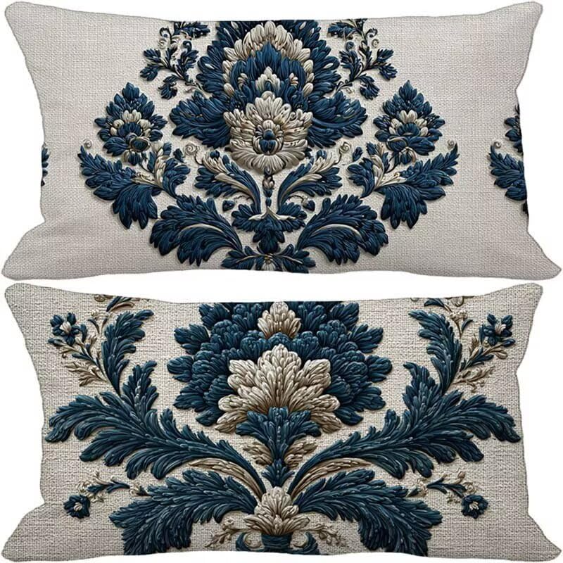 Housses de coussin 50 x 70 lin impermeable lot de 2 retro pour decoration