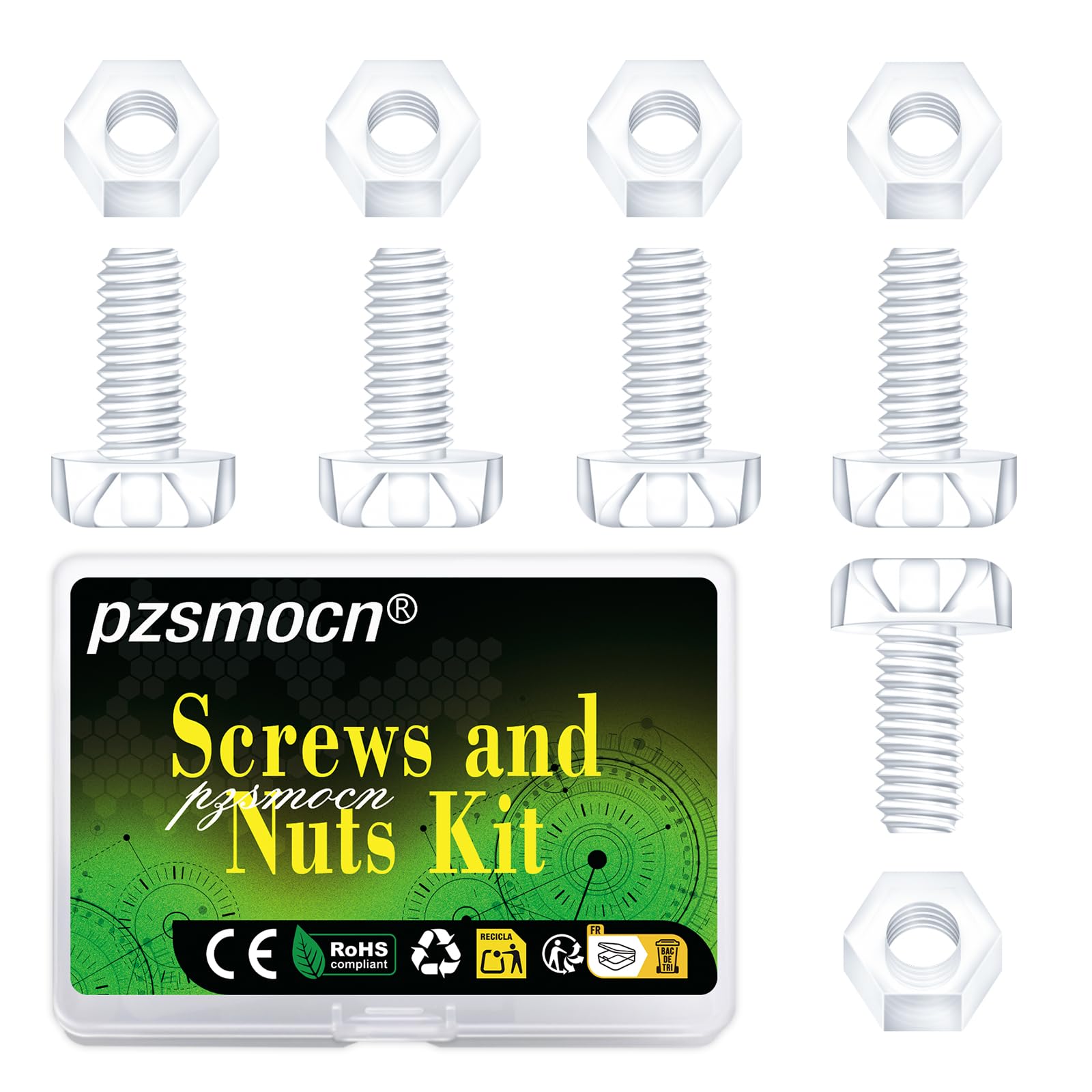 200 Pezzi/100 Set M4*16 mm Viti a Testa Tonda con Croce in Plastica Trasparente per PC Dadi Esagonali, Dimensioni Standard, per Fai da Te, Modelli e Fissaggio di Prodotti Elettronici.