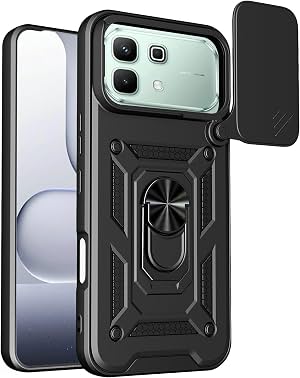 Compatible con Infinix Note 60 5G, funda con cubierta deslizante para lente de cámara, compatible con Infinix Note 60 Pro 5G X6878 X6879, funda protectora para celular, negra