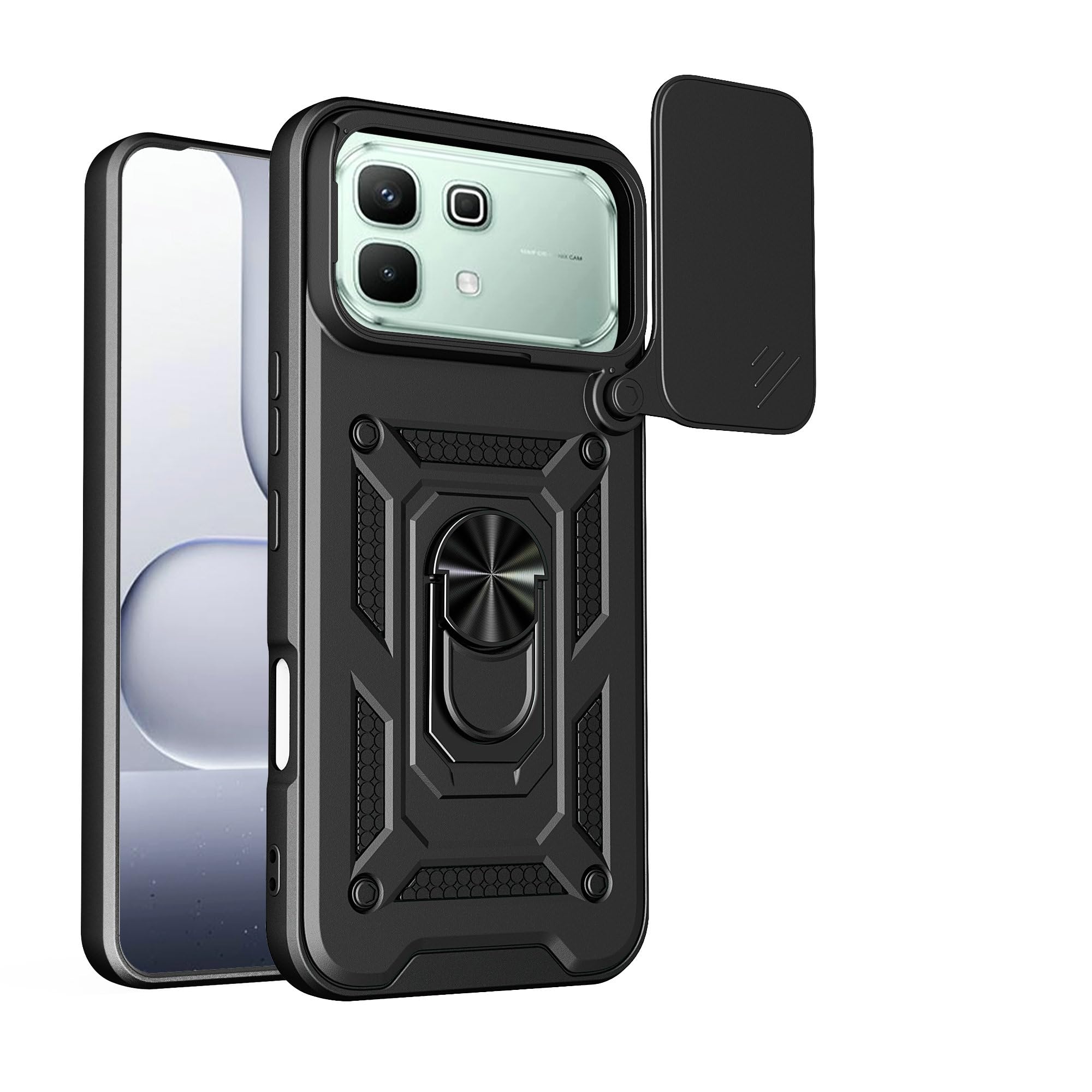 Compatible with Infinix Note 60 5G Case Cover,with Slide Camera Lens Cover Compatible with Infinix Note 60 Pro 5G X6878 X6879 Cell Phone Protective Case Black