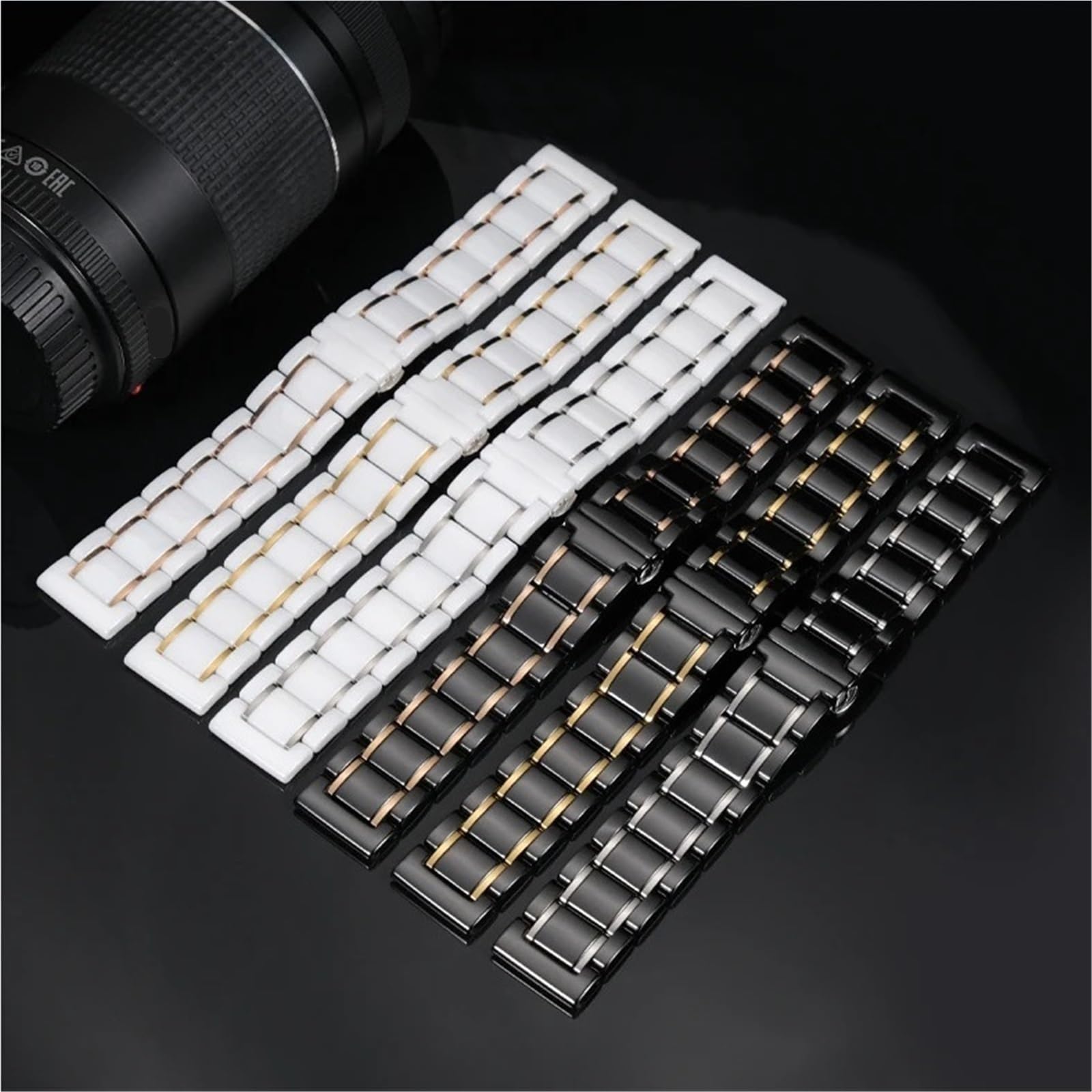 Keramik-Uhrenarmband, 18 mm, 20 mm, 22 mm, Schnellverschluss, Metall-Uhrenarmbänder, universell verstellbar