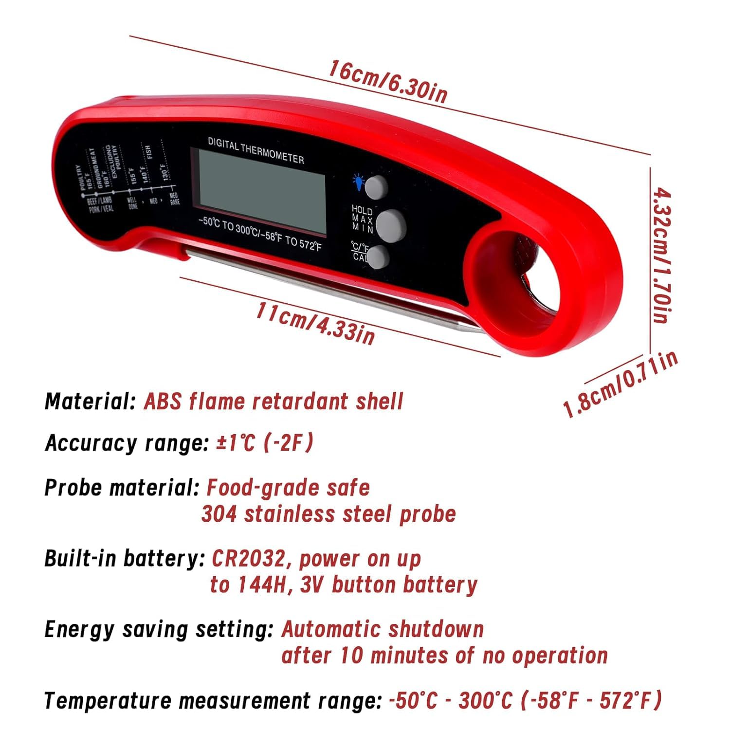 Digital Kitchen Meat Thermometer，Food Thermometer， Do pieczenia grilla