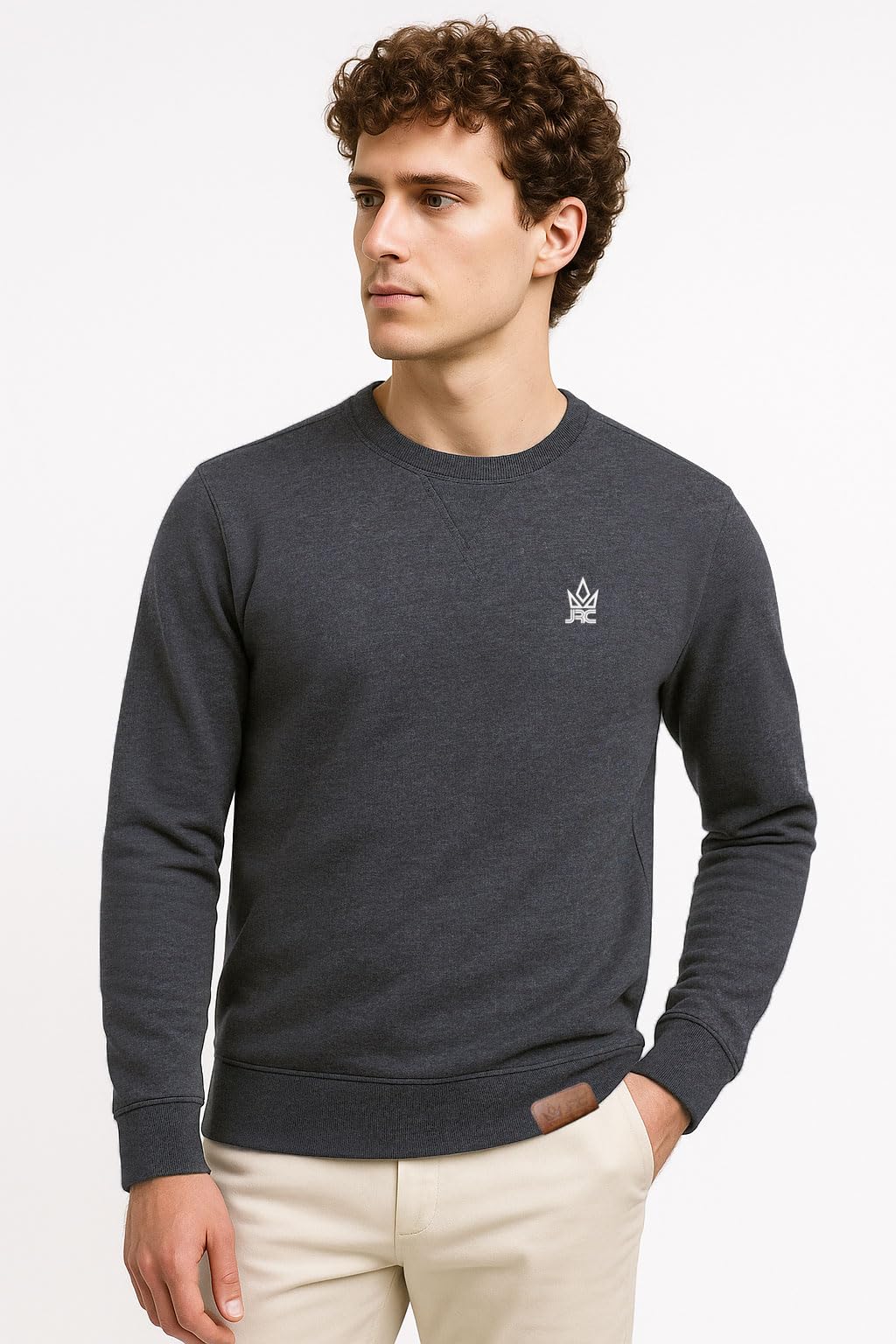 Sweat Shirt à Col Rond en Polaire pour Homme, Sweatshirt à Manches Longues pour Homme