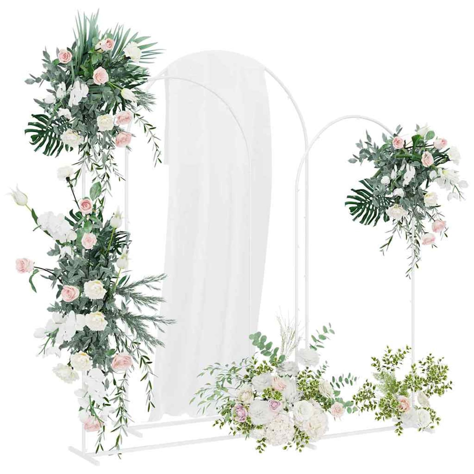 Gecheer Hochzeitsbogen 3 pcs Weiß Stahl, Großer Ballonbogen DIY Party-Bogen für Garten Zeremonie Verlobung Jubiläum42023037
