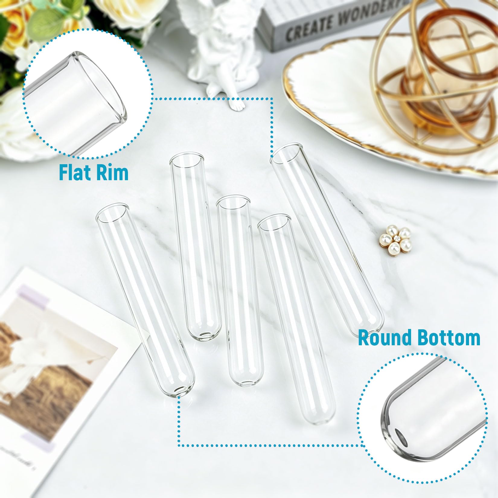 Lot de 30 tubes à essai en verre de 20 x 150 mm de long avec brosse de nettoyage