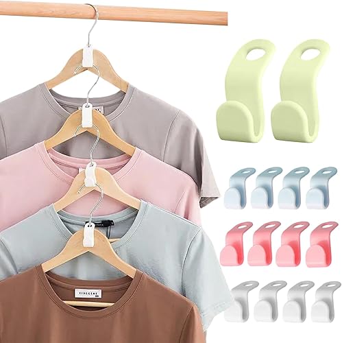 100 ganchos para colgar ropa, clips extensores resistentes que ahorran espacio para perchas de madera de terciopelo de plástico, organizador de