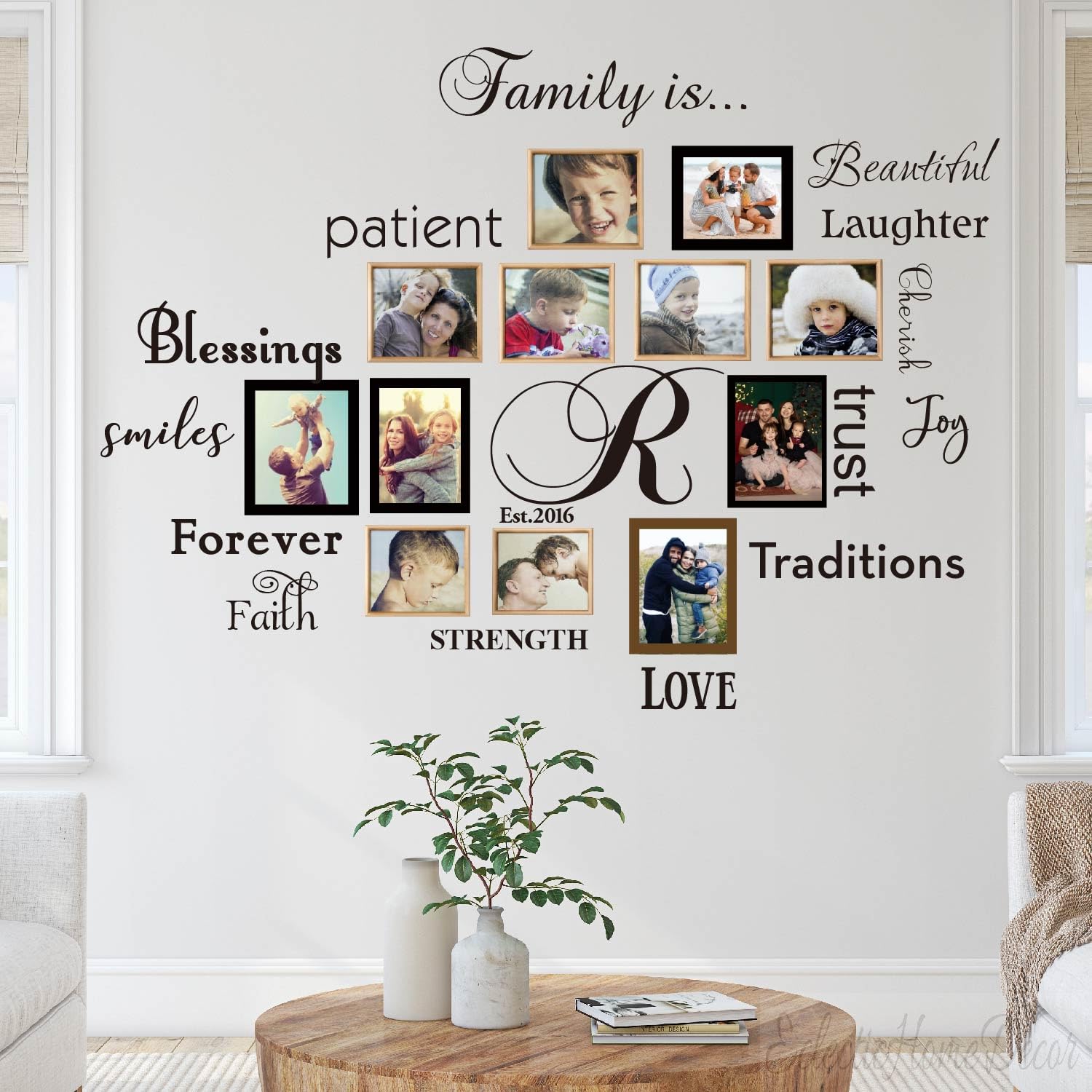 Classic Family Quote Wall Decals Set of 13 - Inspirational Family Words Wall Art, Reusable Vinyl Lettering for Living Room, Home Entryway Decor, Peel & Stick Family Tree Stickers.