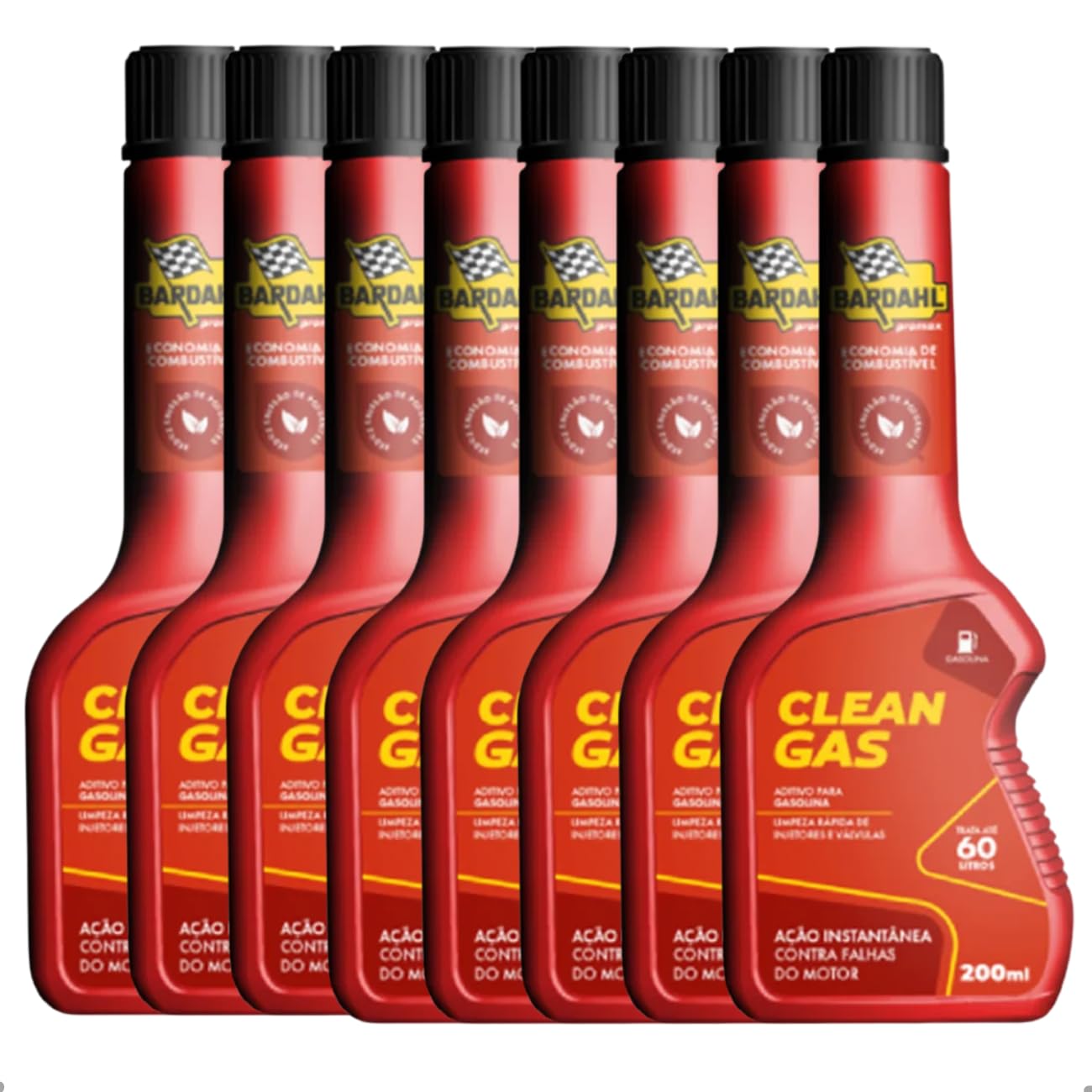 8 Un Aditivo Combustível Bardahl Clean Gas Gasolina 200ml