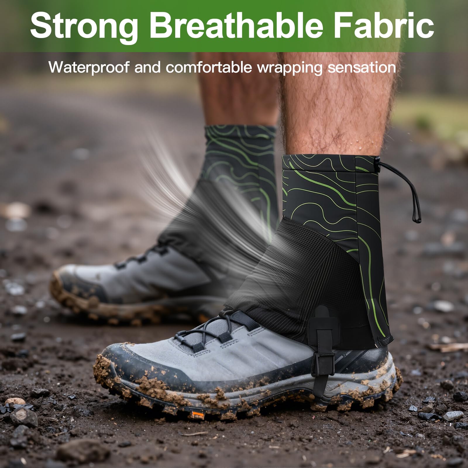 Trail Low Gaiters - Ghette per scarpe da trail running, unisex, impermeabili, per corsa, traspiranti, basse, con protezione antiscivolo e ganci, perfette per escursioni, attività all'aperto