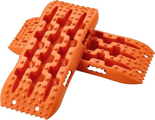 VEVOR 10 TON Traction Boards with PP Material, Recovery Boards for Off-road Vehicles/Cars/Pickups/SUVs/RVs, Pair Tire Traction Mats on Snow, Sand, Mud and Loose Terrain, Storage Bag, Short, Orange
