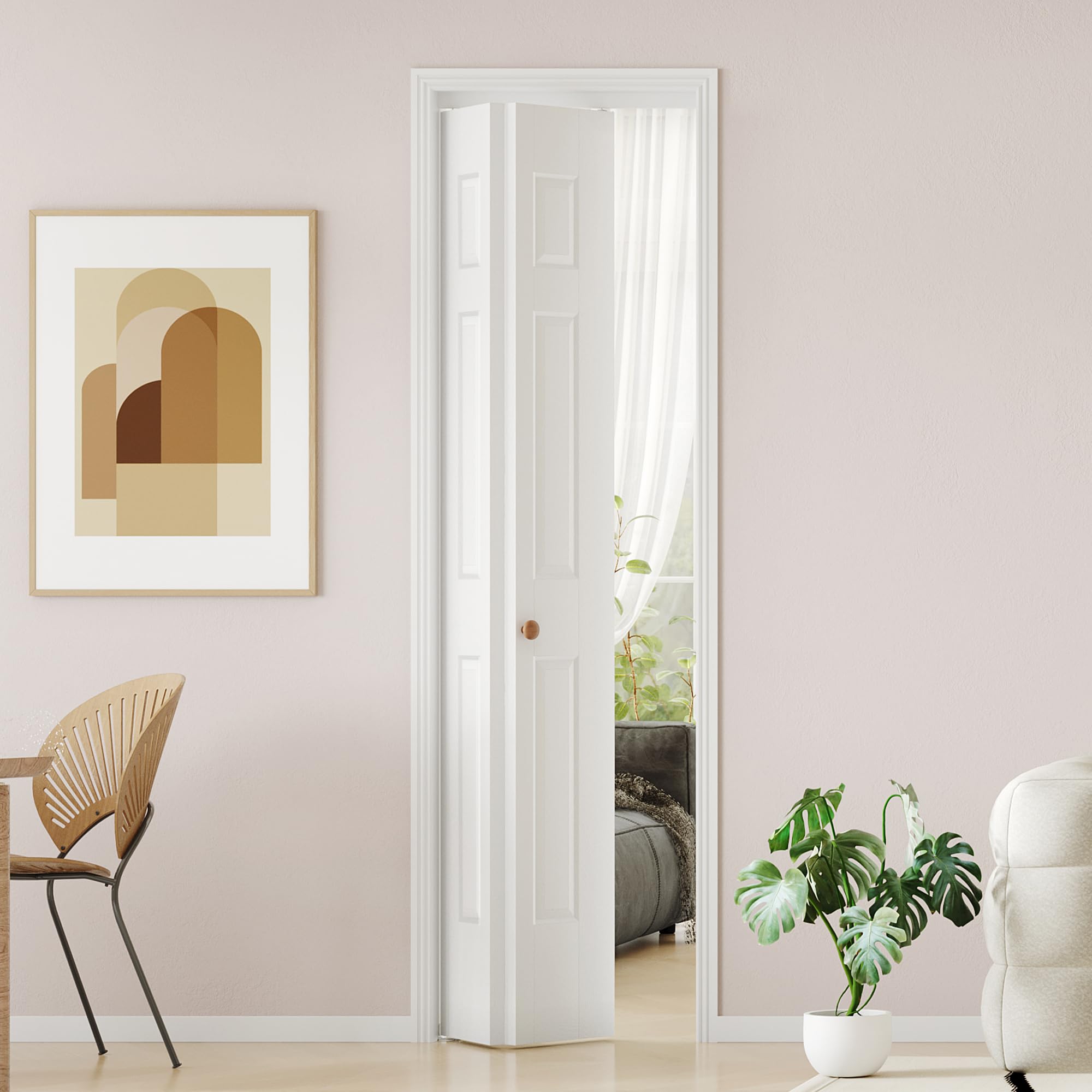 ARKHJEM Bifold Door for 24x 80 Opening, Raised Textured 6-Panel