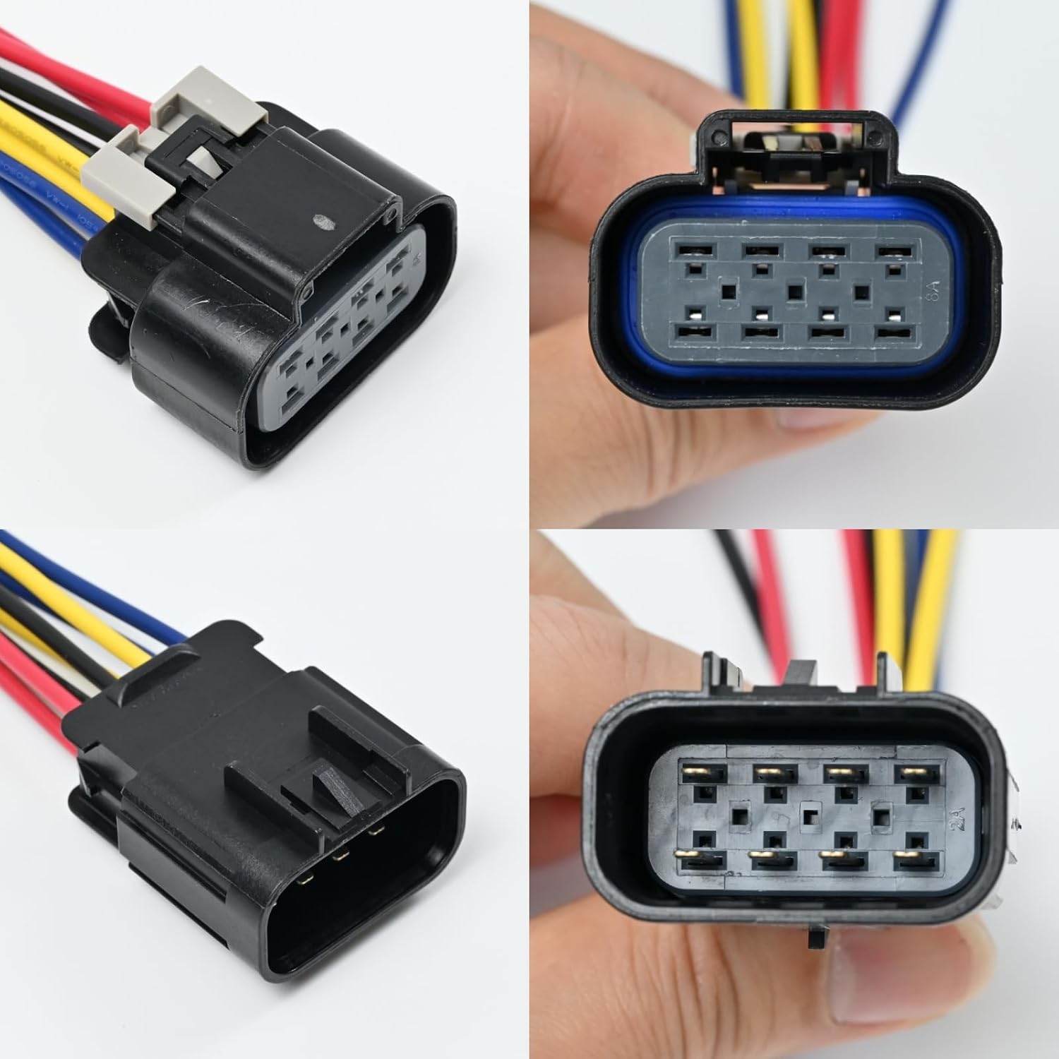 8Pin Headlight Connector Pigtail for Chevrolet Silverado 1500 2500 3500 HD 2007-2015, for GMC Sierra 2007-2018, Male and Female Headlight Plug Wiring Harness, 1 Pair