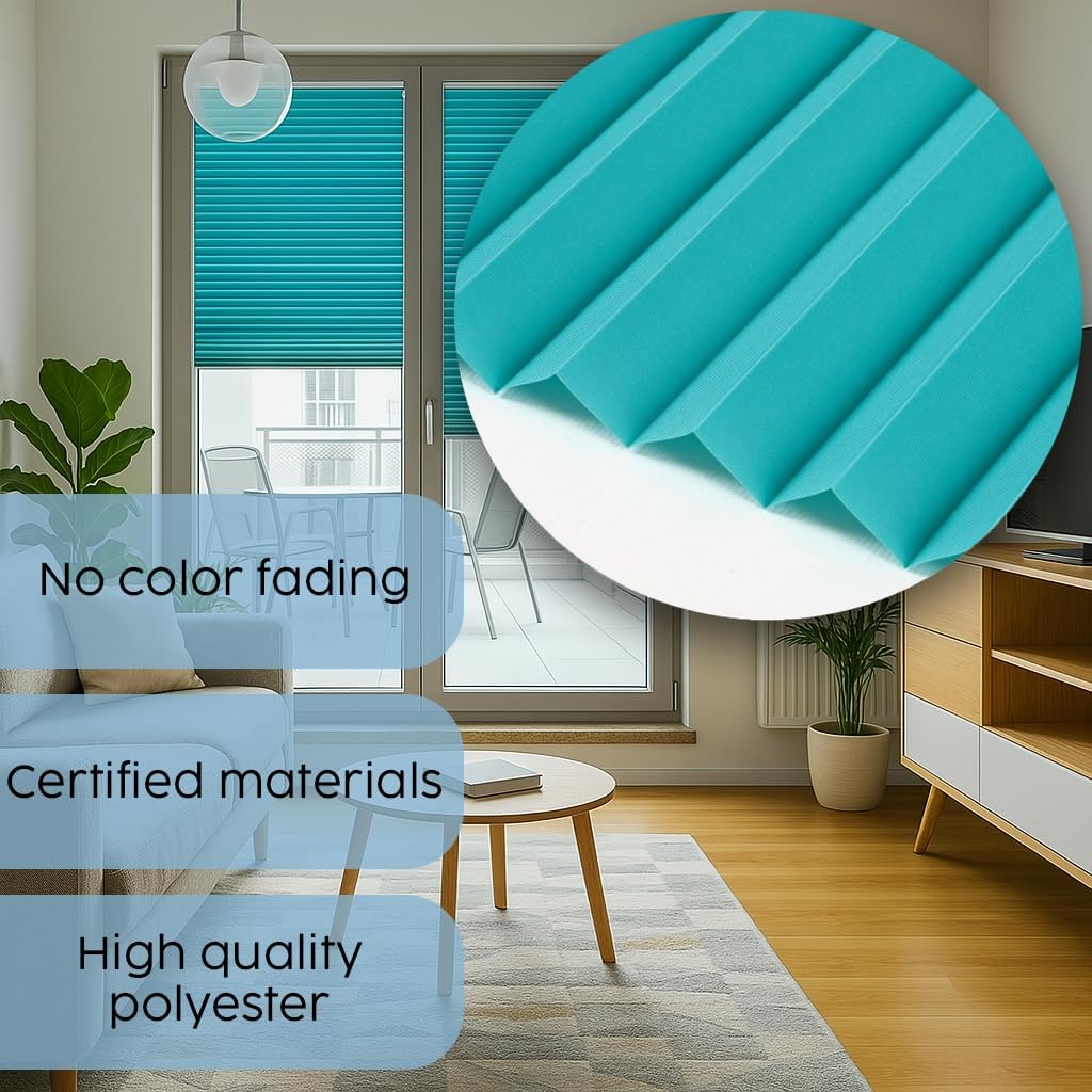 Concept Blinds Customised Pleated Blinds – Installation Within Window Frame Without Drilling, Easy Adhesive Installation – Made-to-Measure – Width 40cm to 200cm, Height 20cm to 260cm