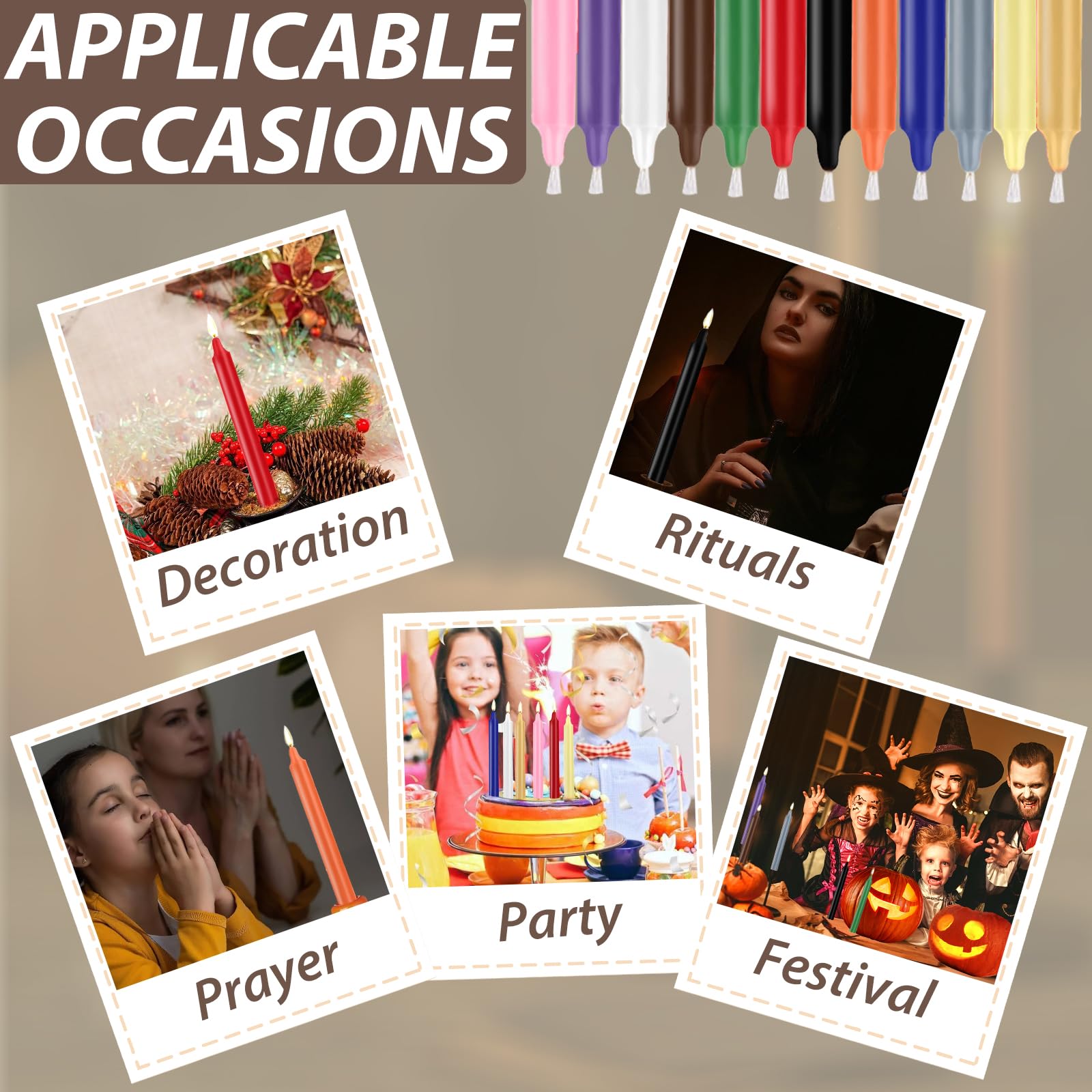 24 Pack Multicolor Spell Chime Candles – Premium Mini Unscented Taper Candles for Rituals, Prayer, Meditation, Altar, Spells – 4" Tall – Ideal for Witches & Spiritual Practices