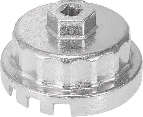 X AUTOHAUX Llave de filtro de aceite, 14 flautas, 4 ranuras, 2.539in, tapa de filtro de aceite para Toyota Camry RAV4 Highlander 2.5L-5.7L, tono