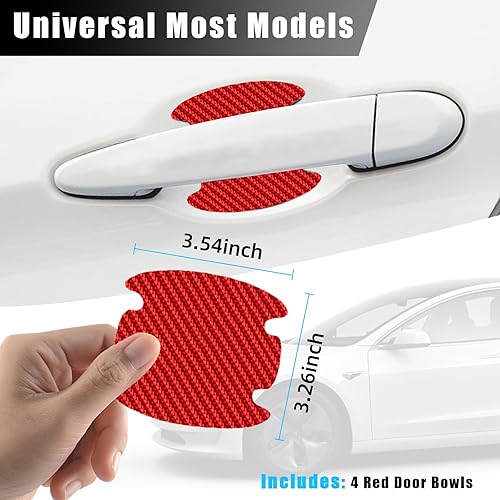 Miniatura 2 de Adhesivo para manija de puerta de automóvil, 4 piezas de películas protectoras de fibra de carbono para puerta de automóvil, impermeable,