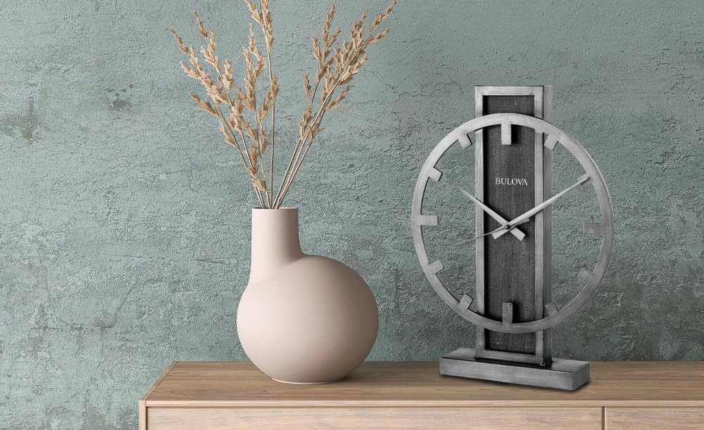 Amazon.com: Bulova B1864 Streak Tabletop Clock, Aged Silver-Tone