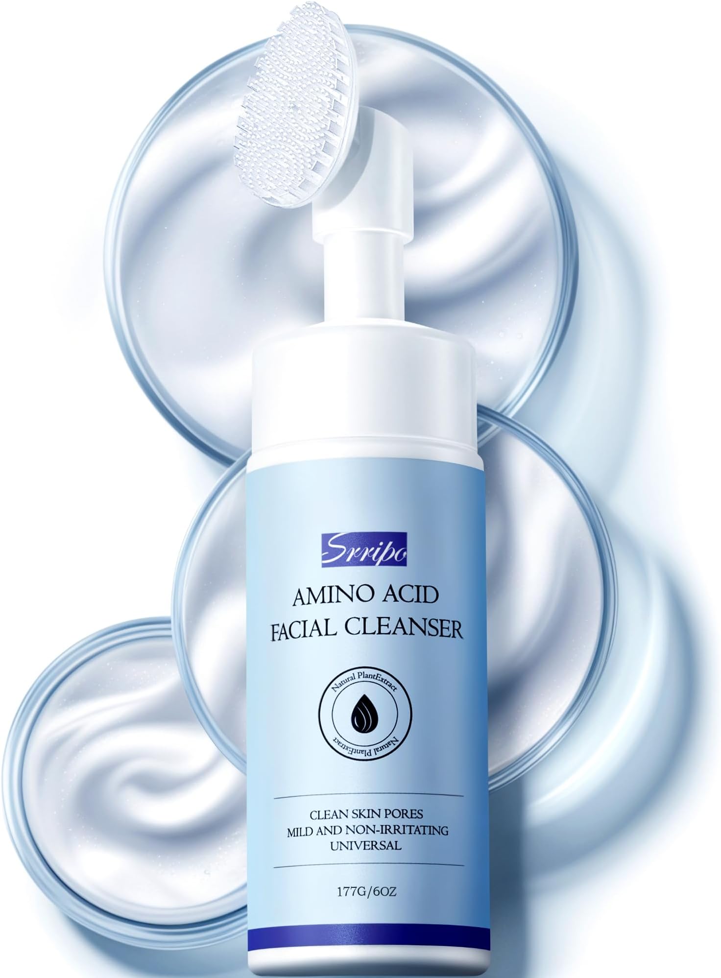Ultra Gentle Foaming Face Wash, Deep Cleansing Facial Cleanser with Brush Moisturizing & Non-Irritating Face Cleanser for Sensitive Dry All Skin, PH Balancing Oil Control Pore Cleaner for Fresh