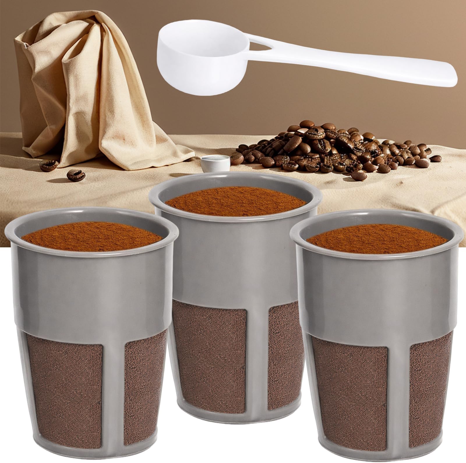 K400 Reusable Coffee Filter Inner for Keurig My K Cup 2.0 K250 K300/350/375 /450/475 Grey Universal Extra Filter