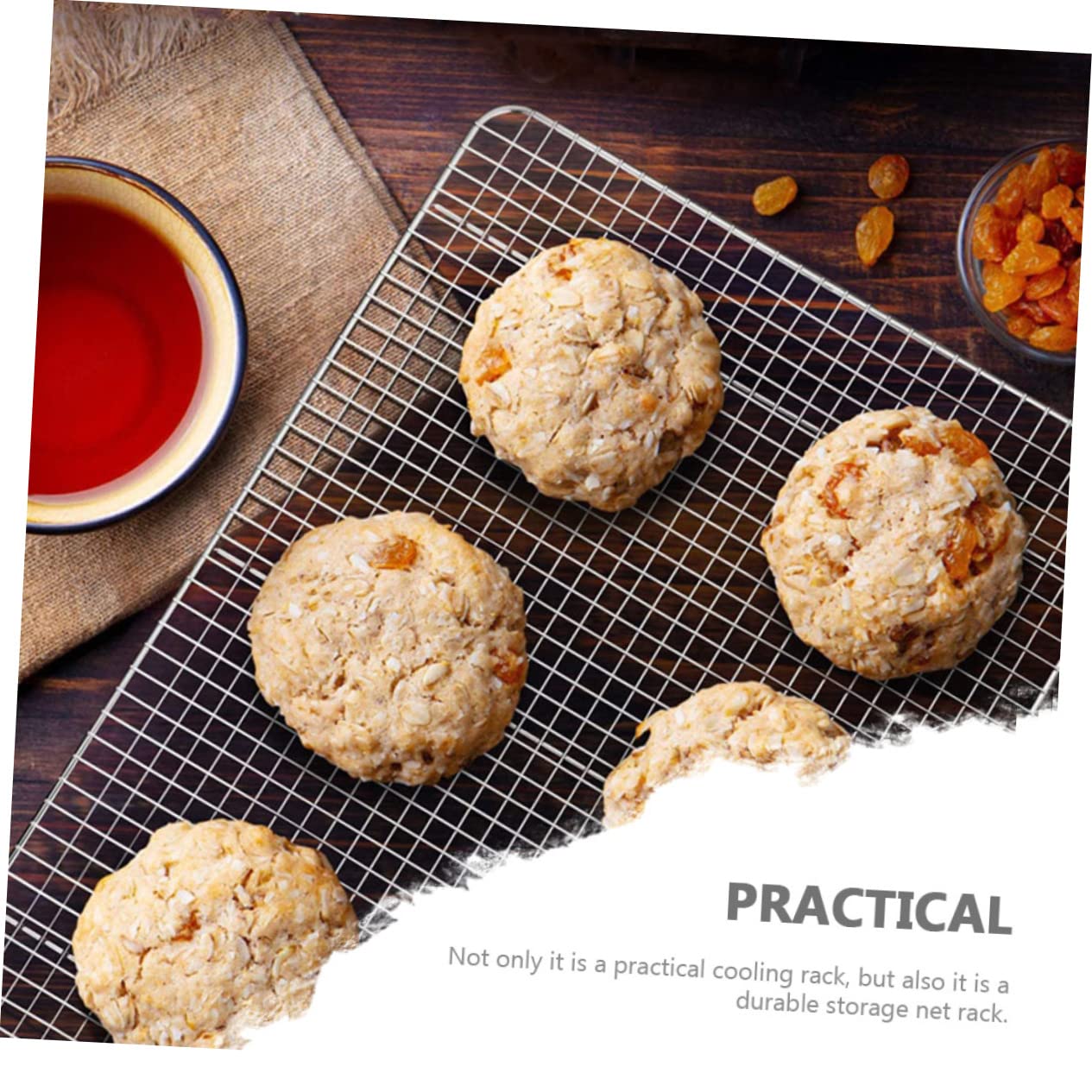 OUNONA 2Pcs Cooling Rack Multi Function Wire Racks for Baking Cooking and Grilling Convenient Kitchen Supply for Cakes Cookies and Hot Dishes